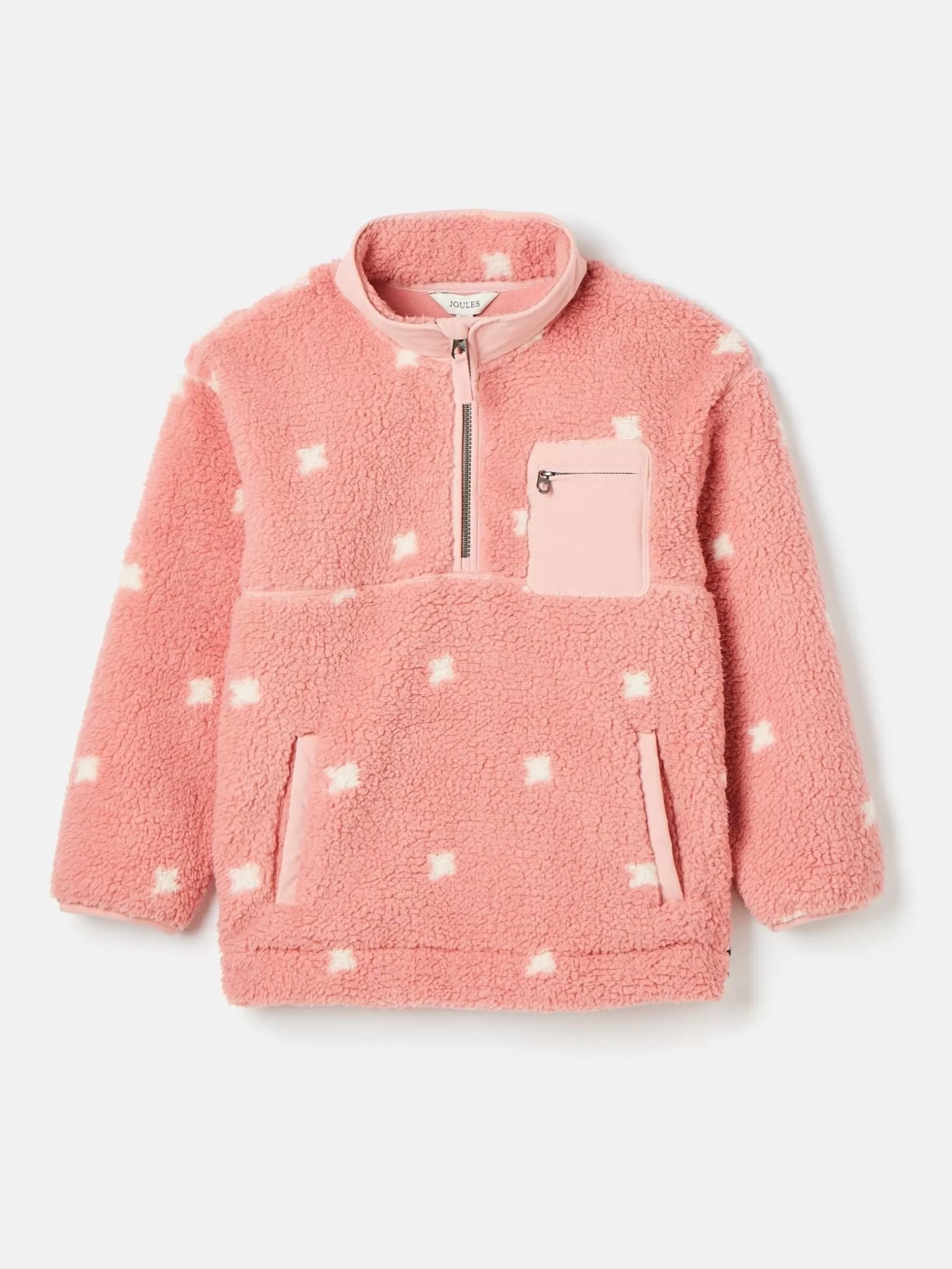 Kids' Tilly Pink Spot Half Zip Borg Fleece^Joules Hot