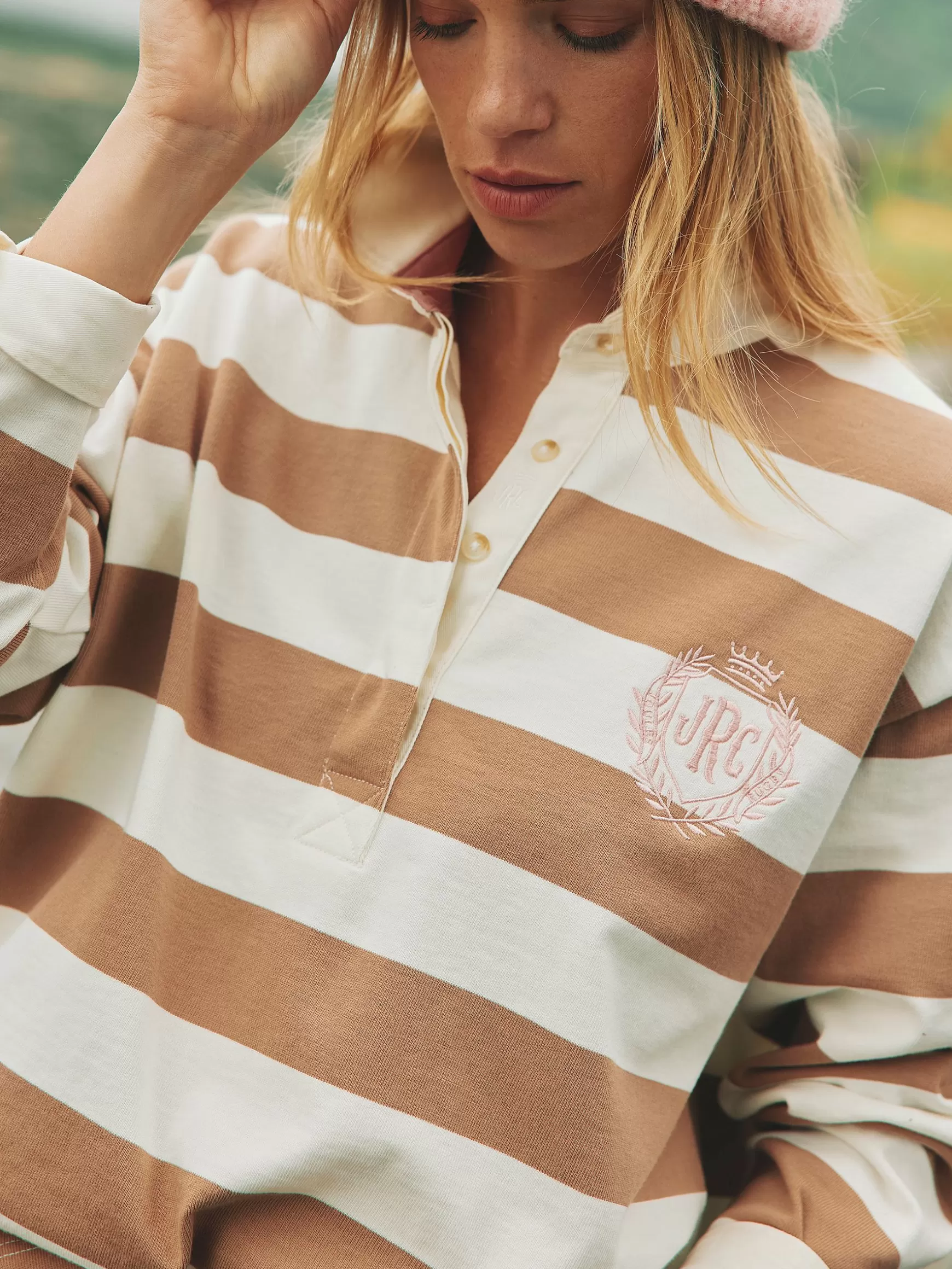 Lara Tan Brown Boxy Fit Rugby Shirt^Joules Cheap