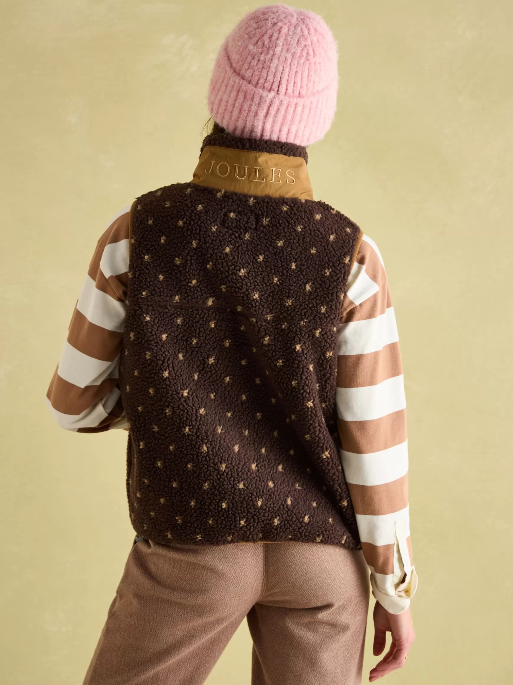 Lilah Chocolate Brown Printed Gilet^Joules New