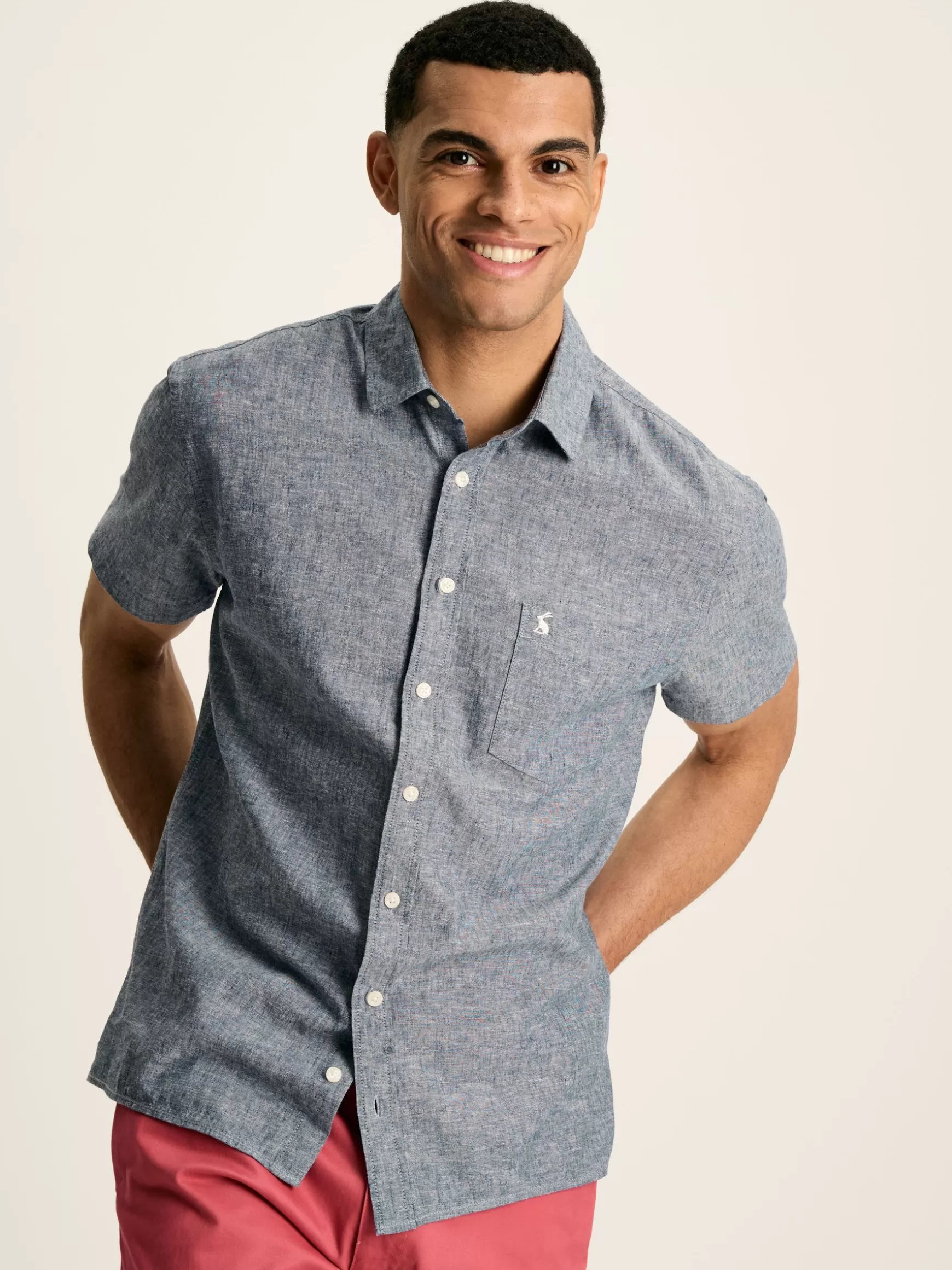 Linen Blend Plain Short Sleeve Shirt^Joules Online