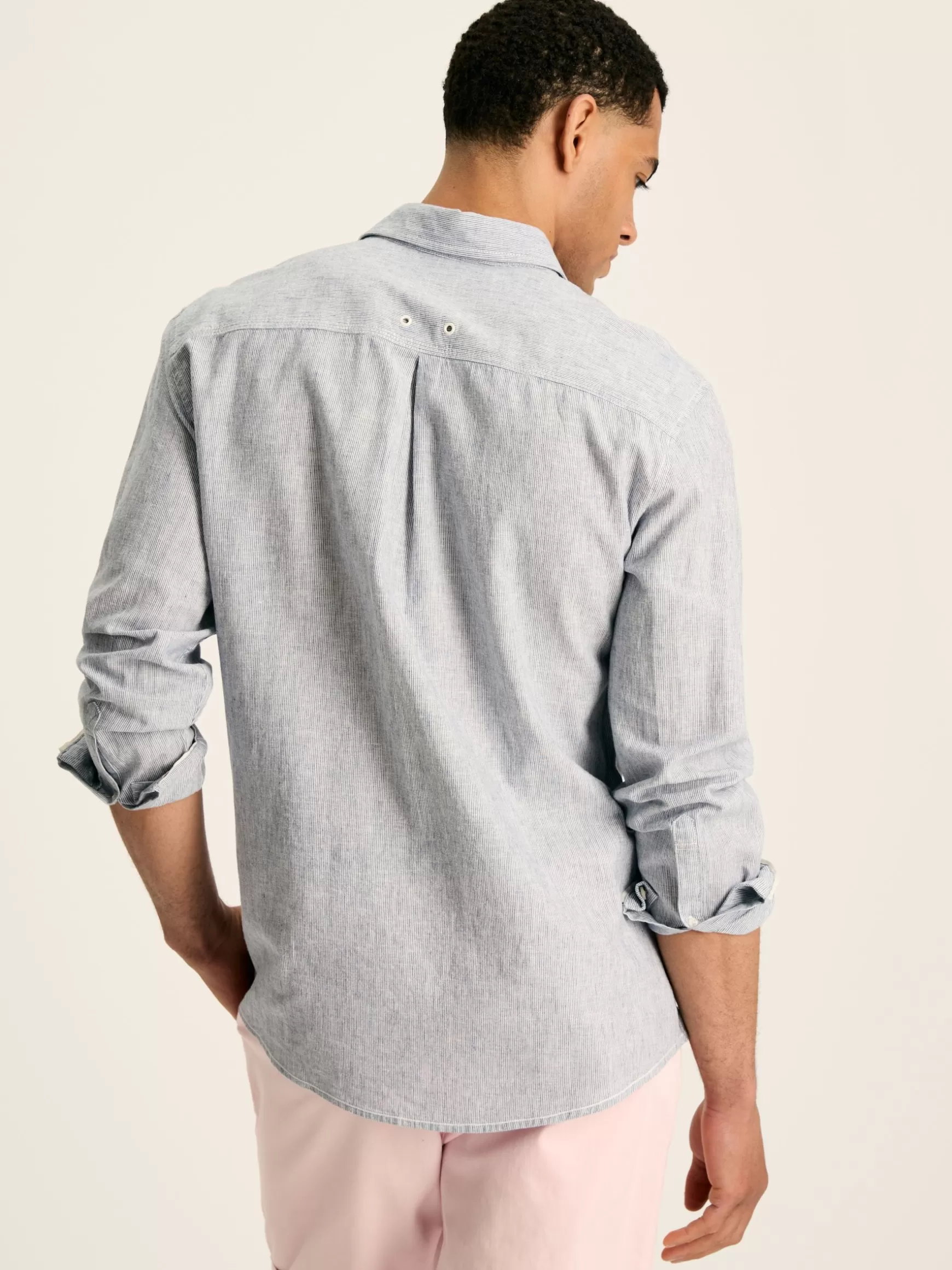 Linen Blend Blue Stripe Plain Long Sleeve Shirt^Joules Online
