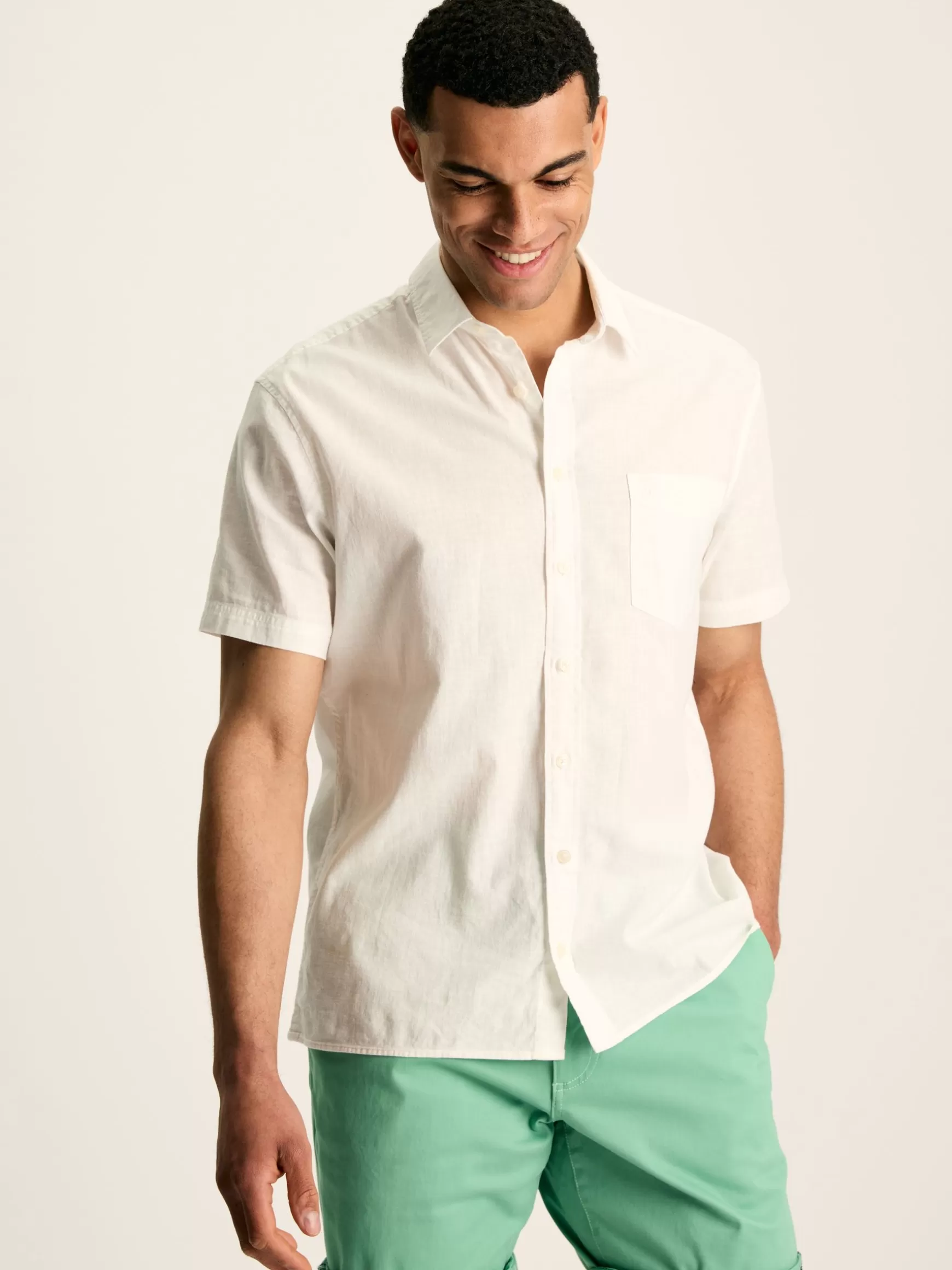 Linen Blend Plain Short Sleeve Shirt^Joules Cheap
