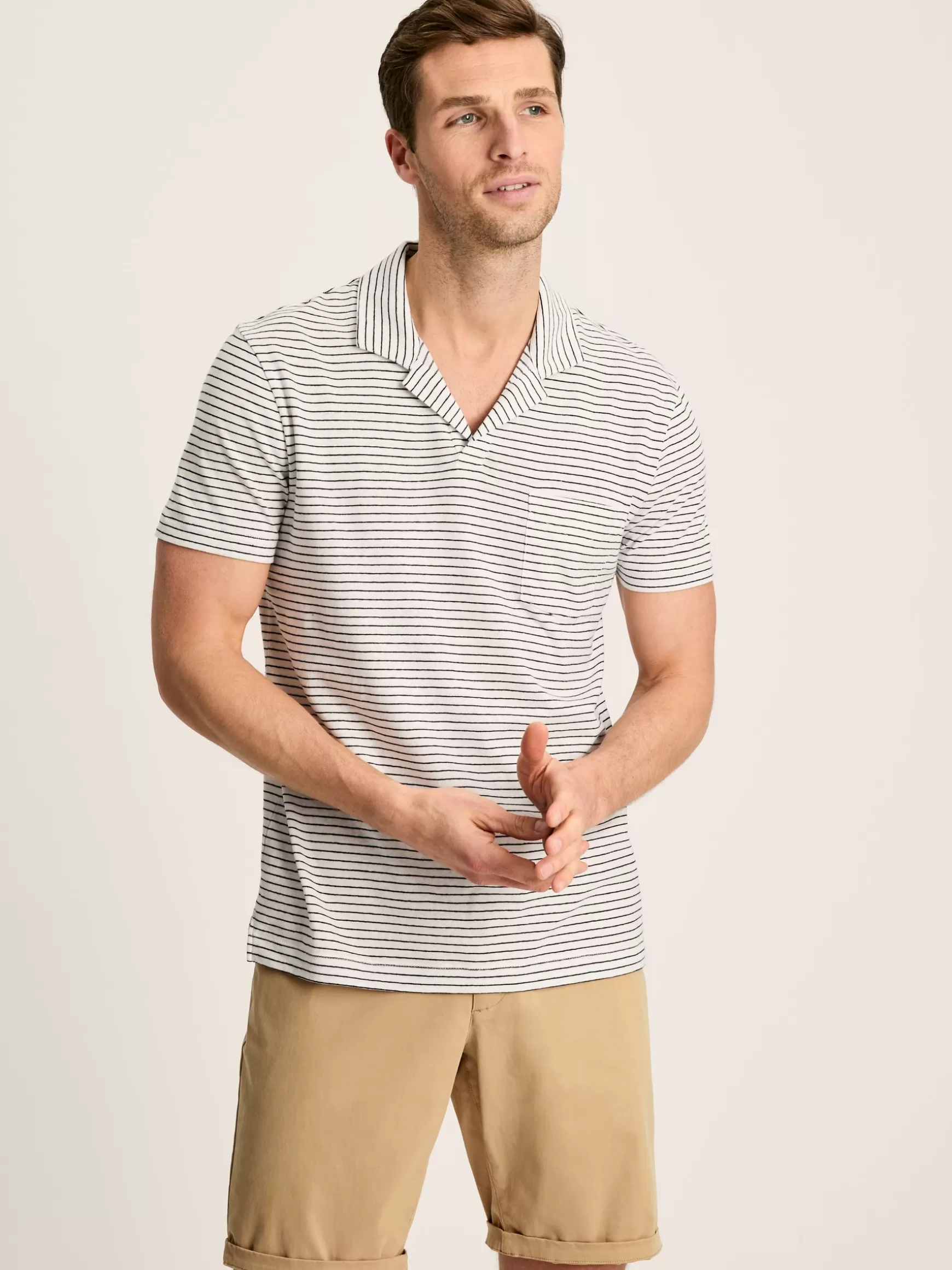 Linen Blend Striped Polo Shirt^Joules Outlet