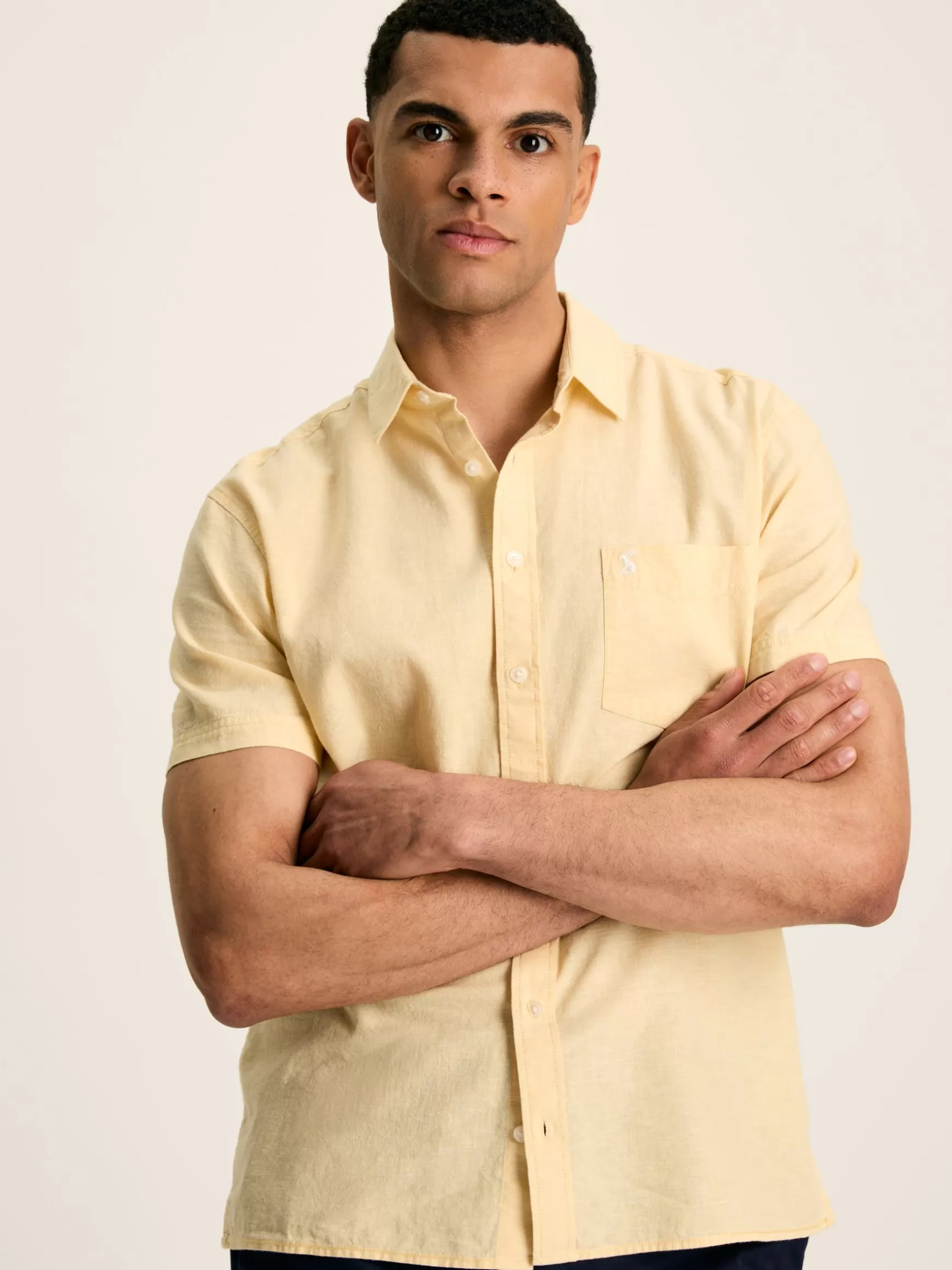 Linen Blend Plain Short Sleeve Shirt^Joules Outlet