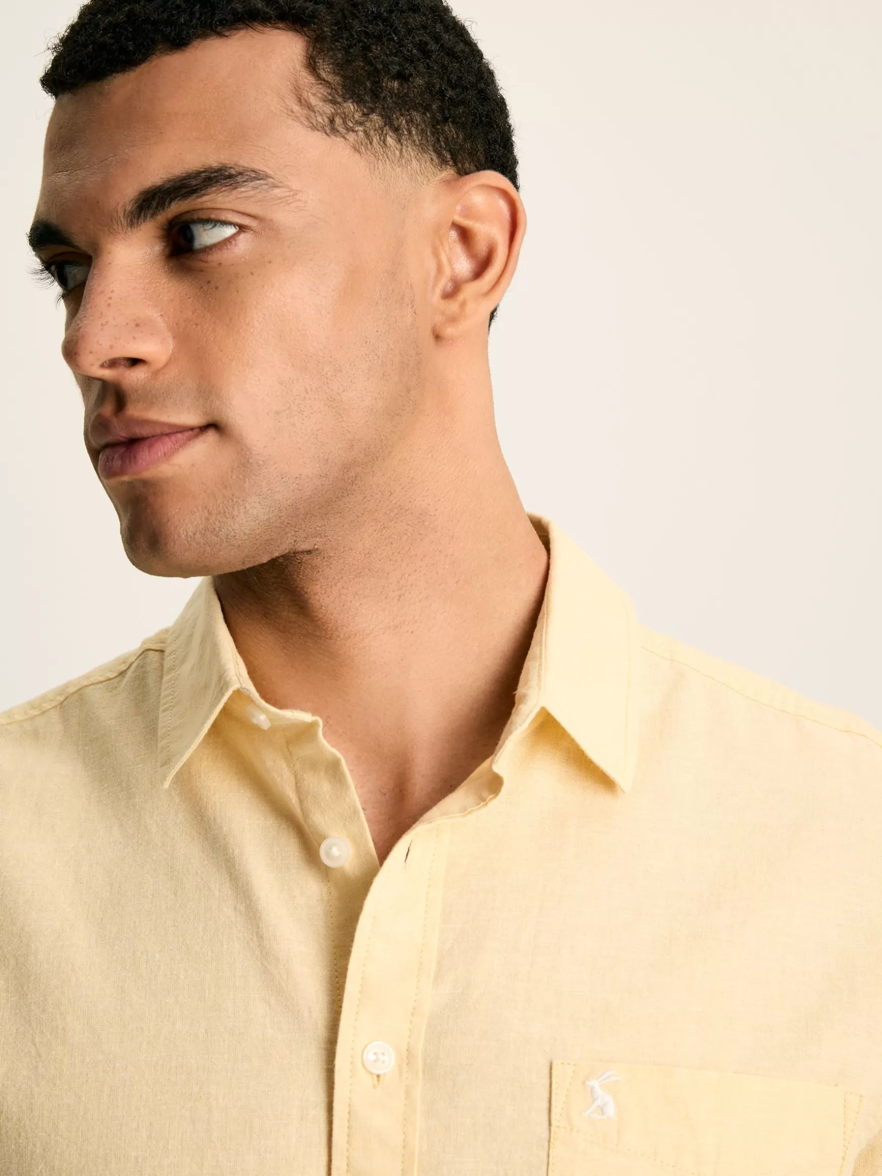 Linen Blend Plain Short Sleeve Shirt^Joules Outlet
