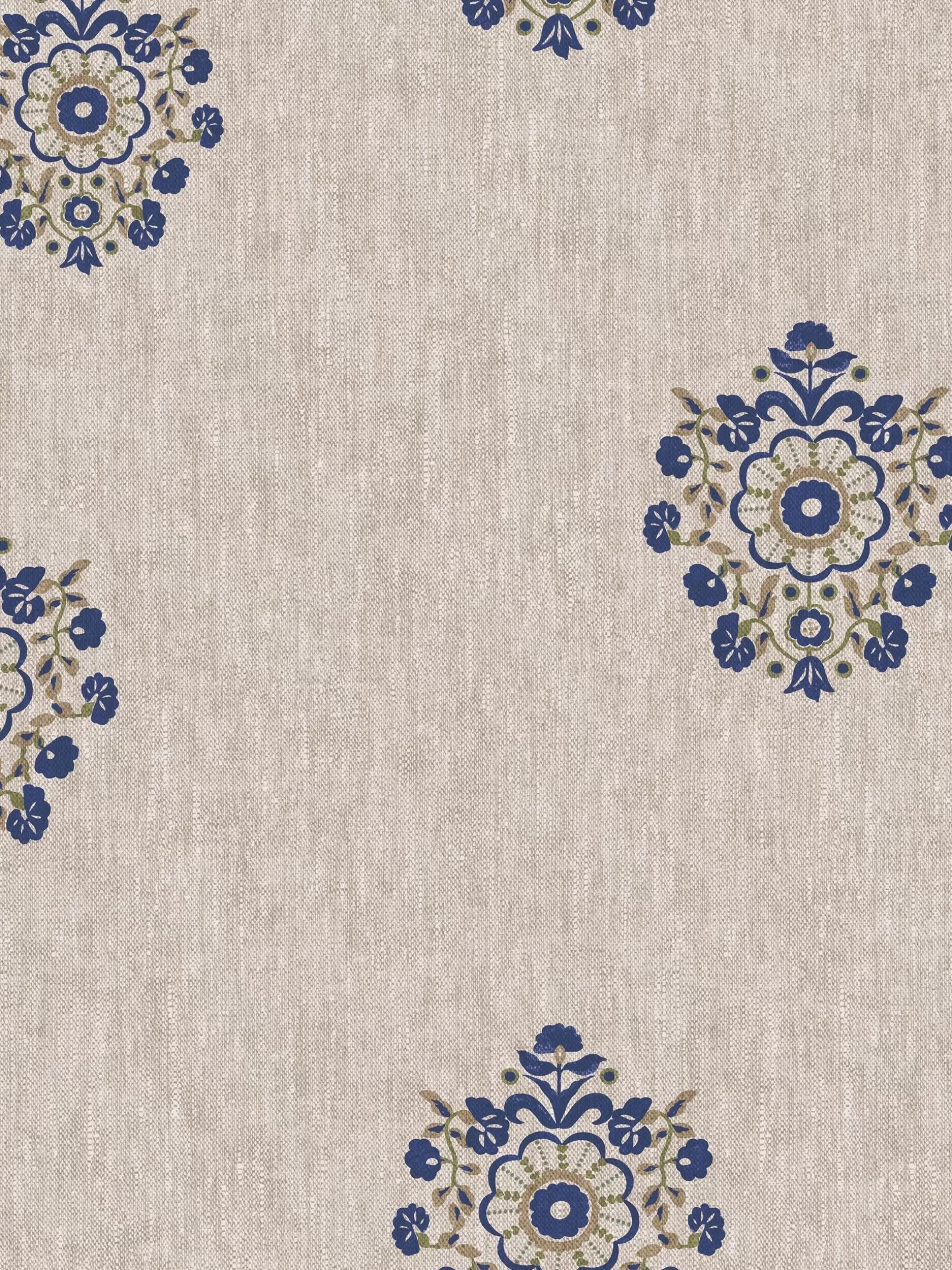 Linen Blue Grove Motif Print 10M Wallpaper^Joules Outlet