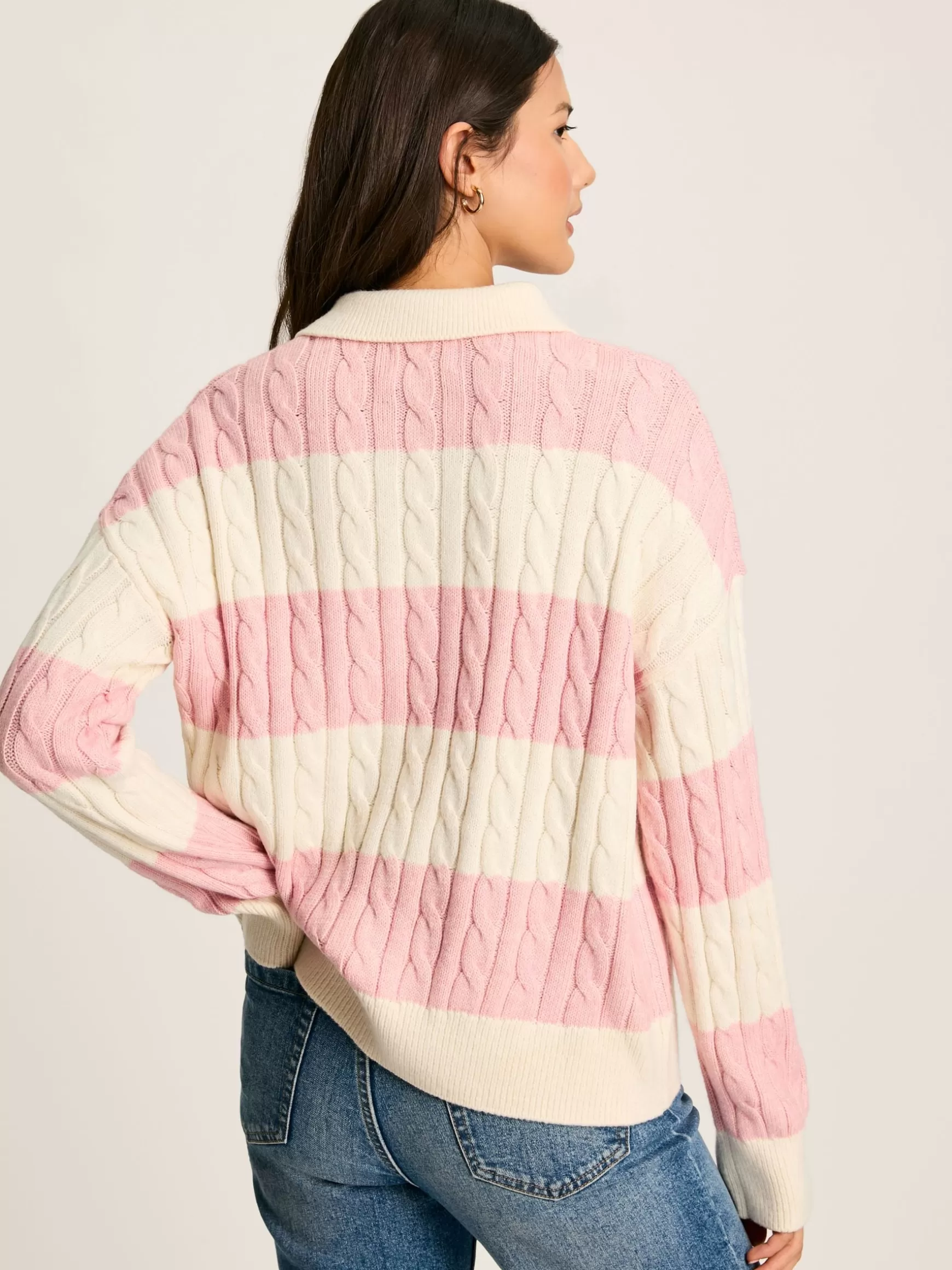 Love All Cable Knit Jumper with Button Collar^Joules Discount