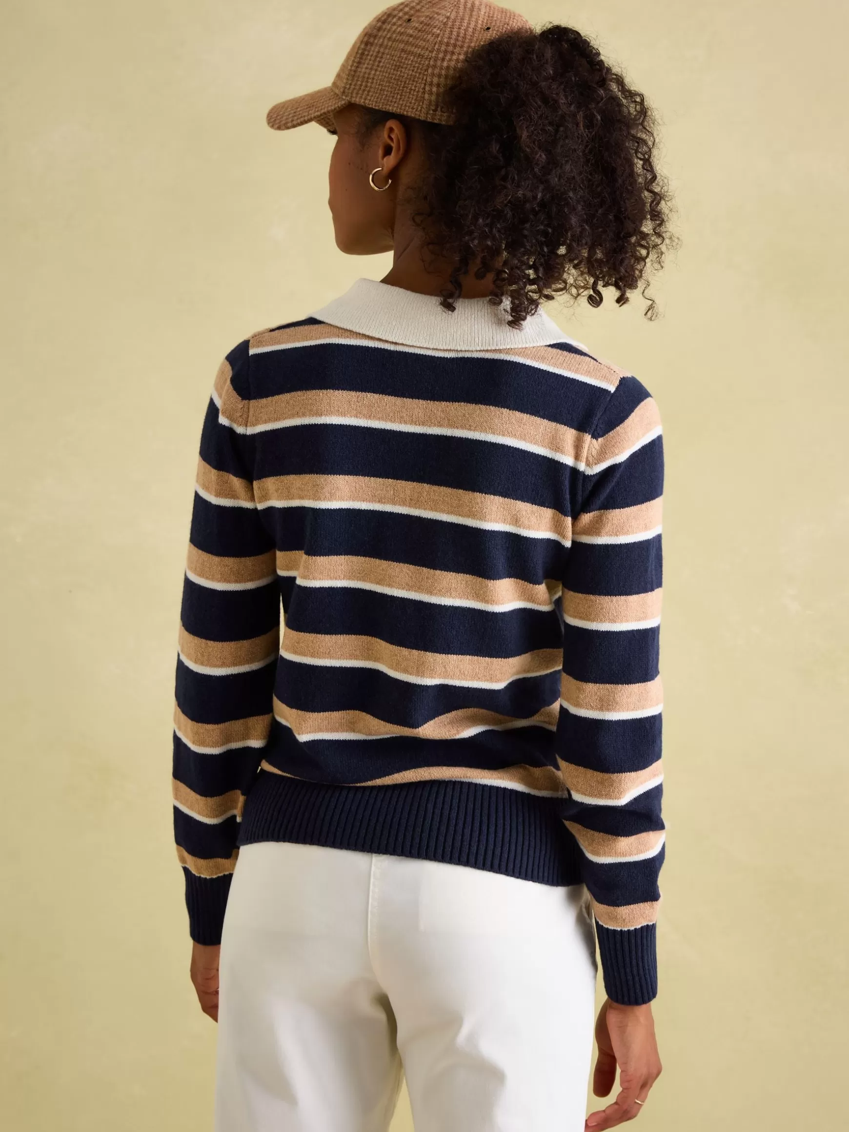 Maddie V Neck Stripe Jumper with Collar^Joules Outlet