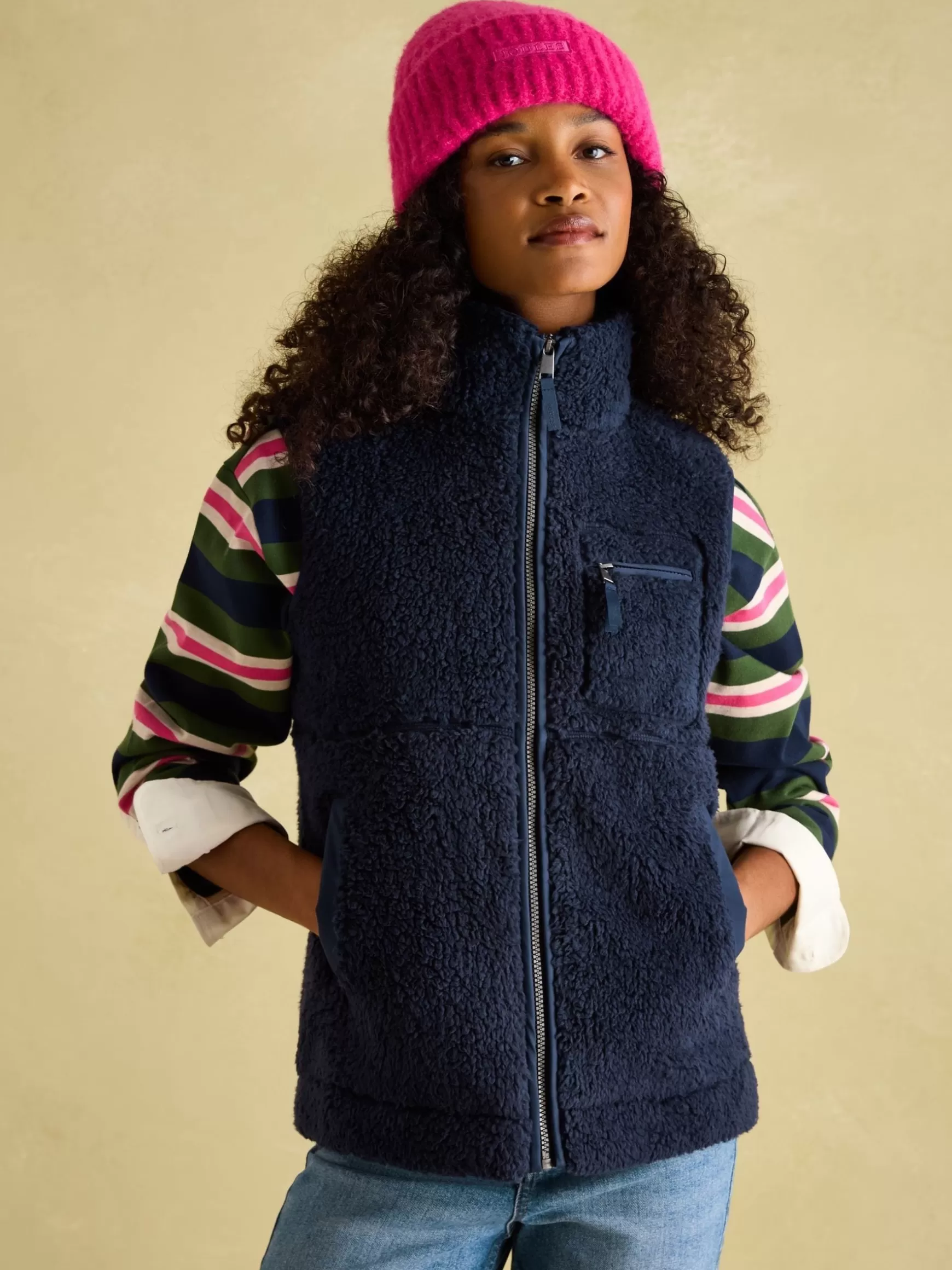 Mallory Navy blue Fleece Gilet^Joules Fashion
