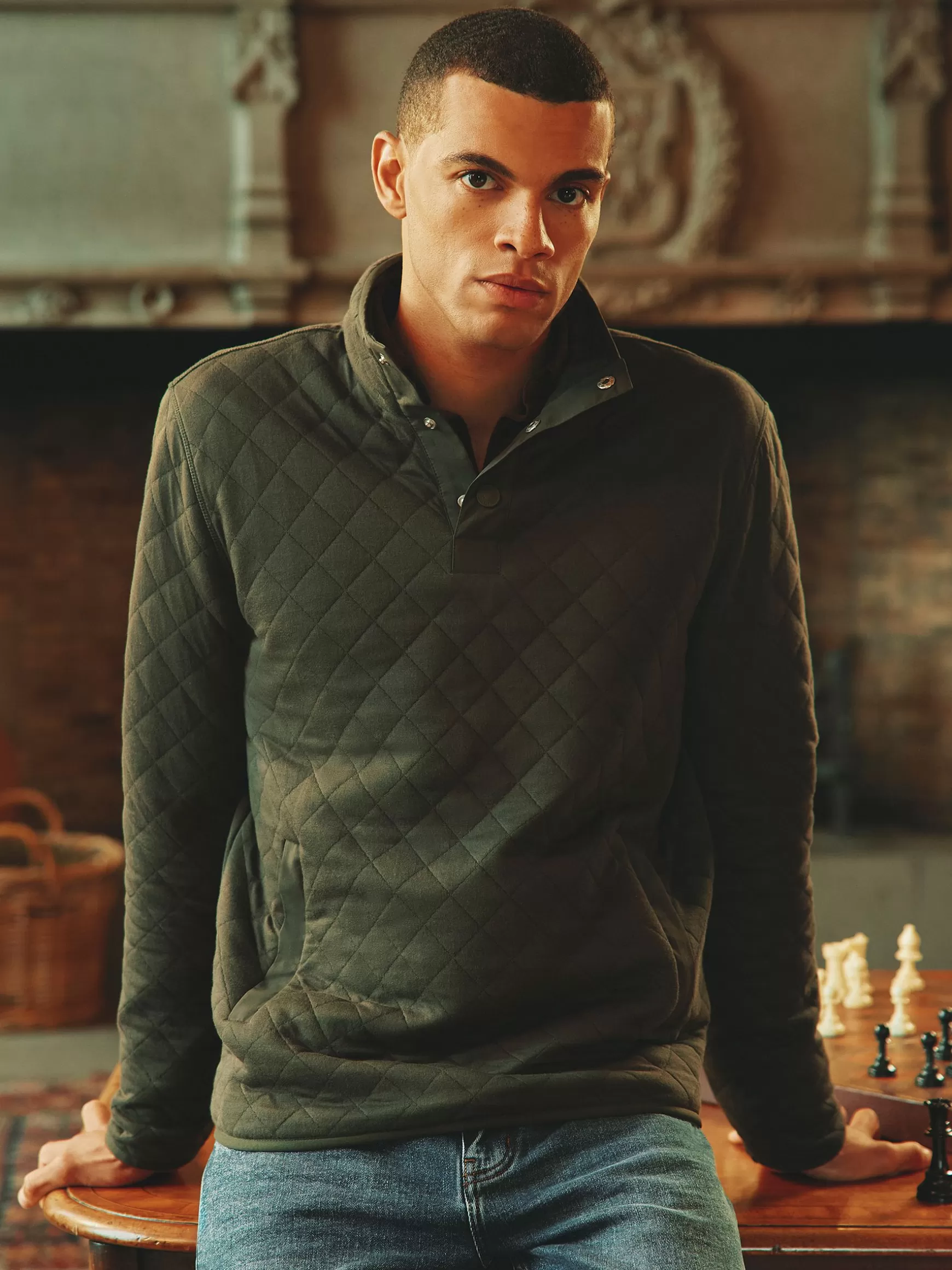 Malton Quilted Jersey Pullover Sweatshirt^Joules Shop