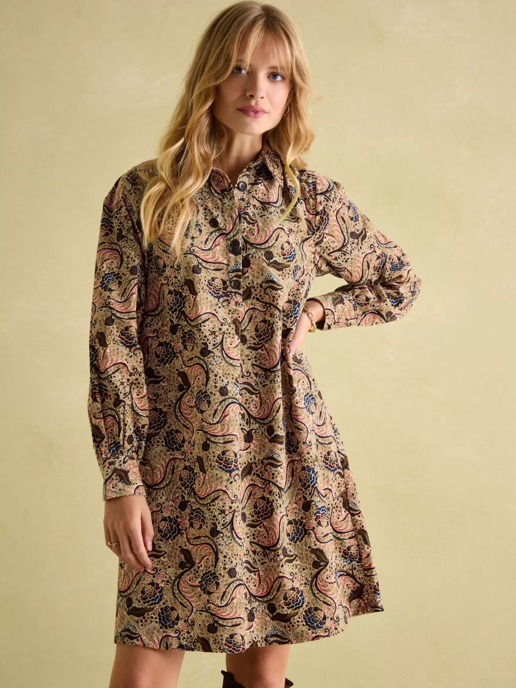 Maple Floral Paisley Corduroy Shirt Dress^Joules Cheap