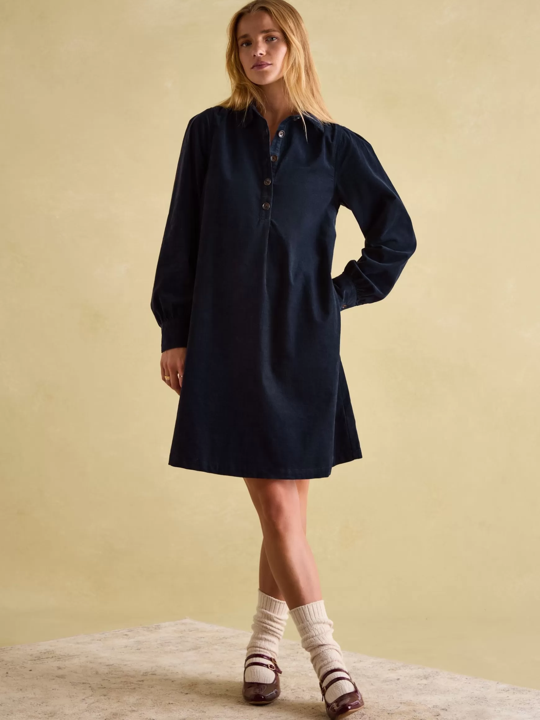 Maple Navy Blue Corduroy Shirt Dress^Joules Discount