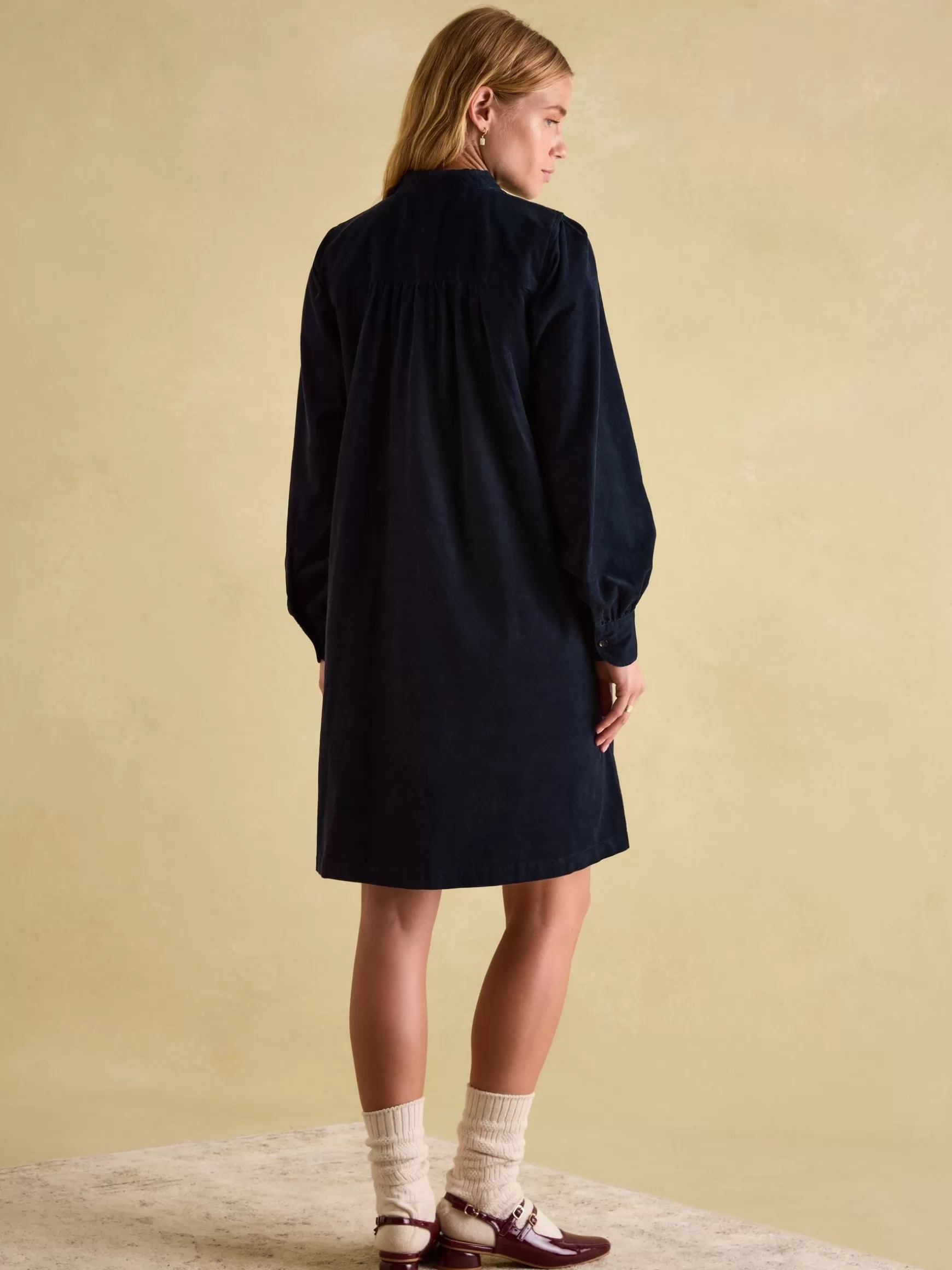 Maple Navy Blue Corduroy Shirt Dress^Joules Discount