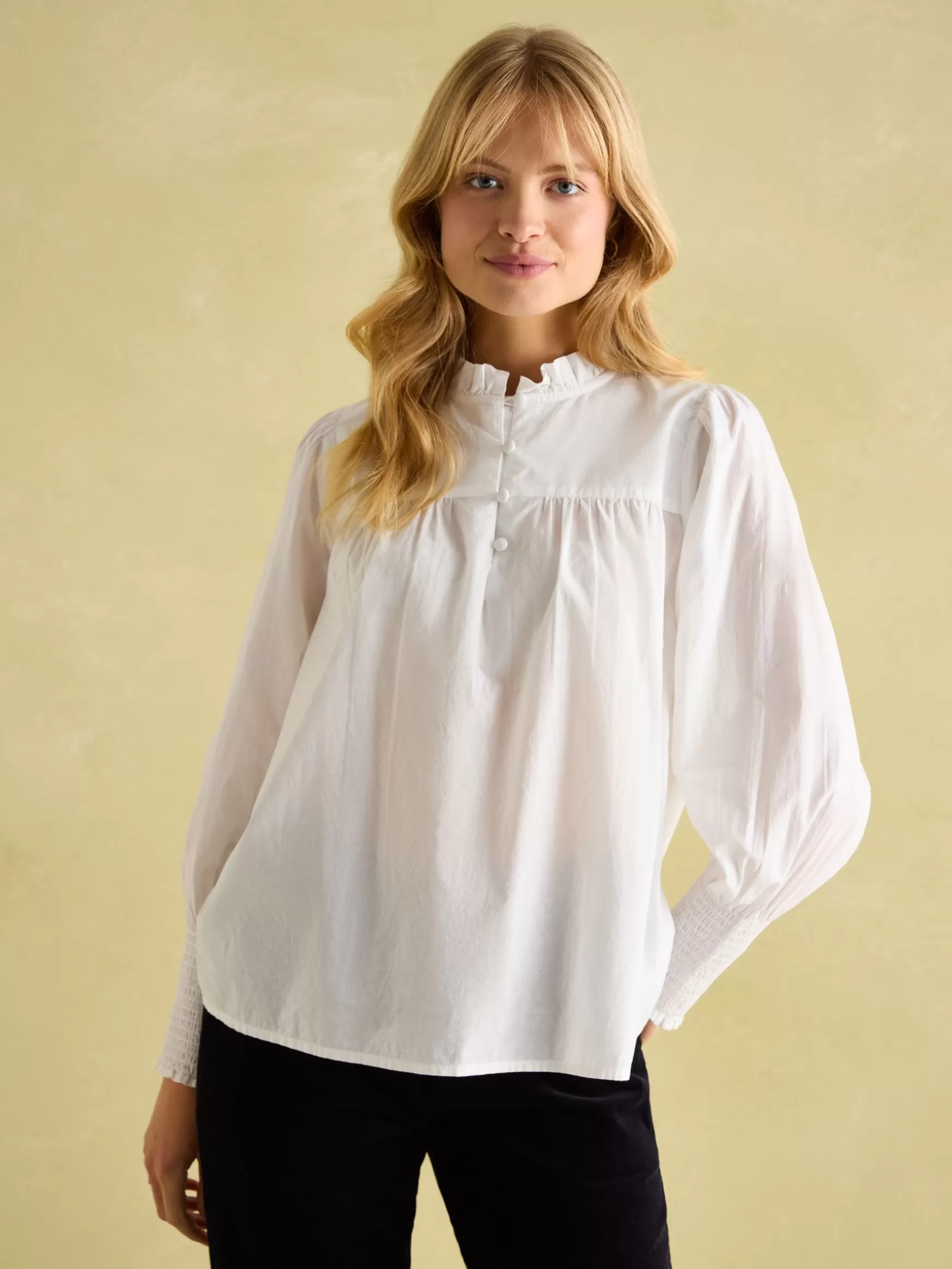 Mariella Cotton Frill Neck Blouse^Joules Cheap