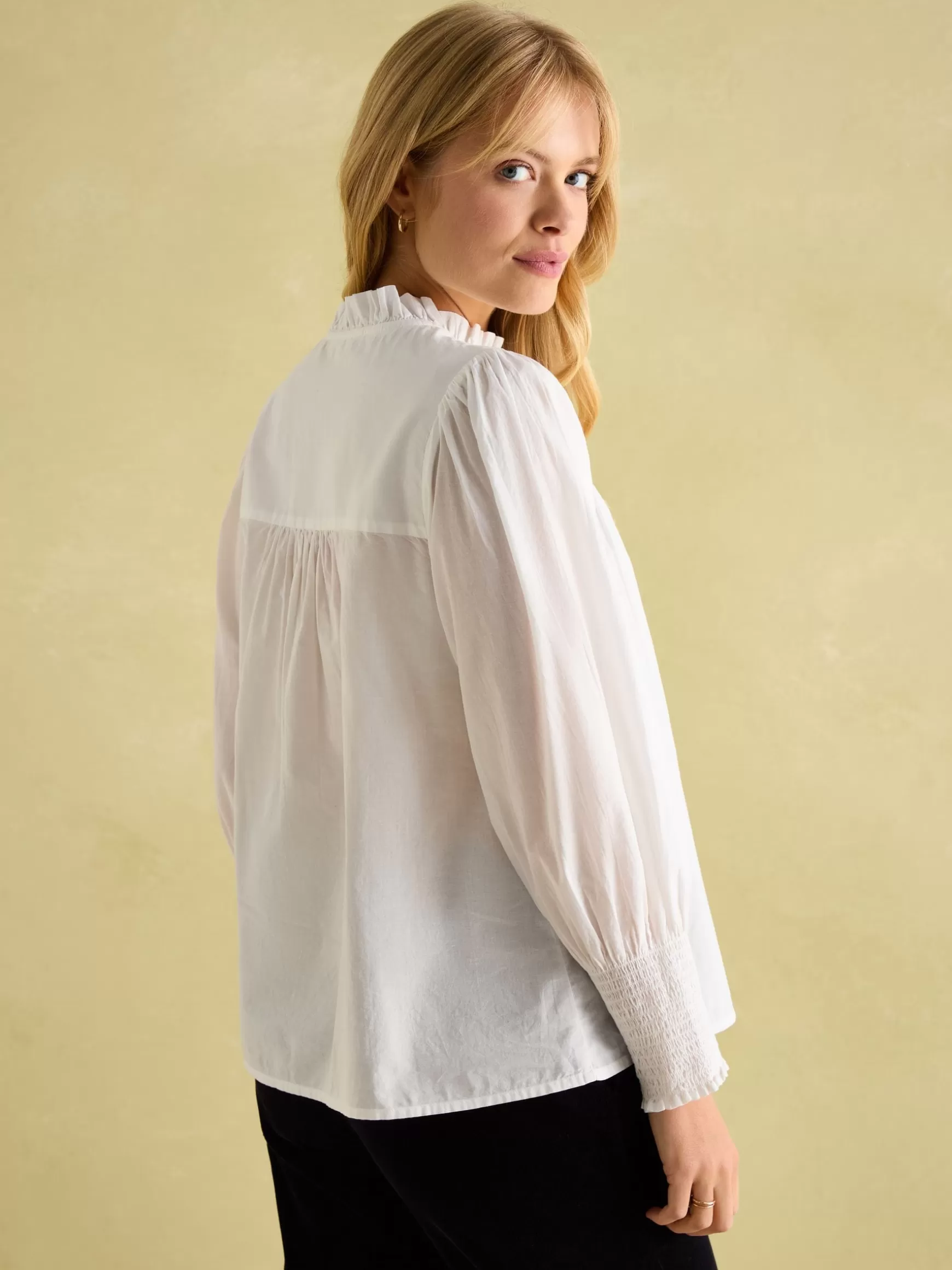 Mariella Cotton Frill Neck Blouse^Joules Cheap