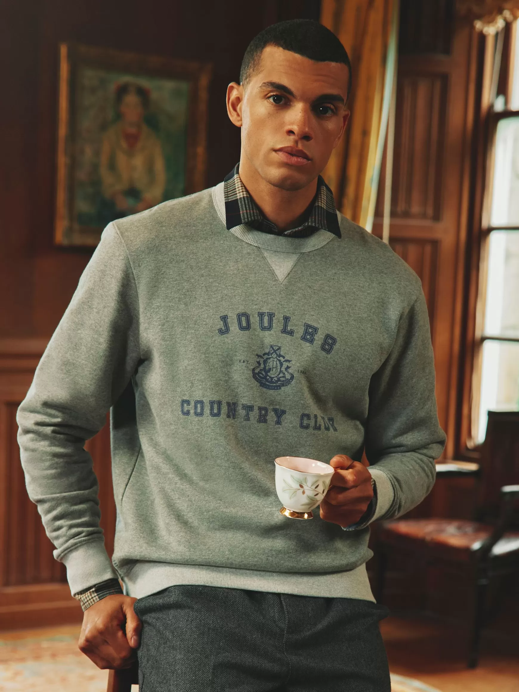 Mason Grey Marl Graphic Crew Neck Jumper^Joules Discount