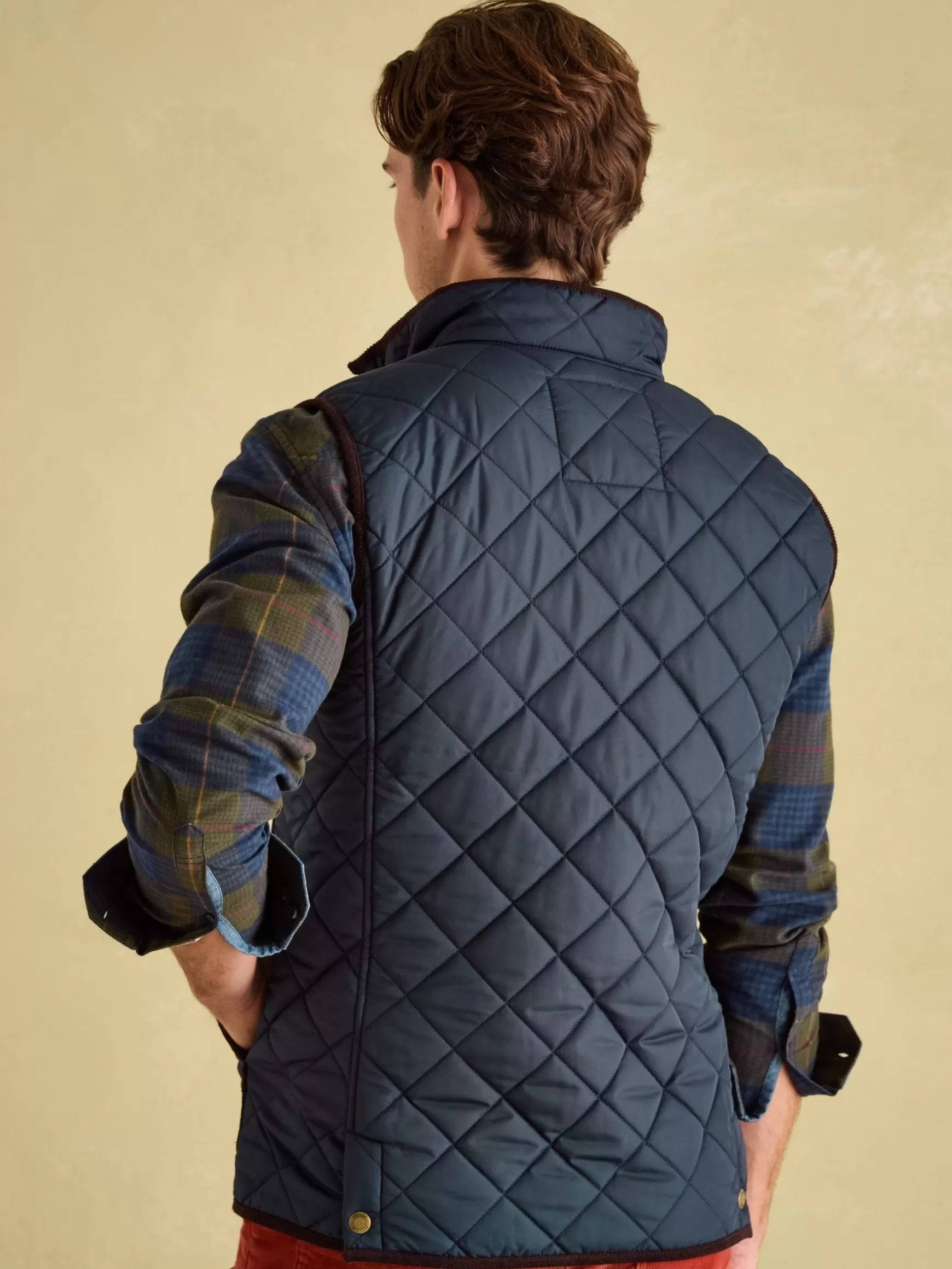 Maynard Navy Blue Diamond Quilted Gilet^Joules Outlet