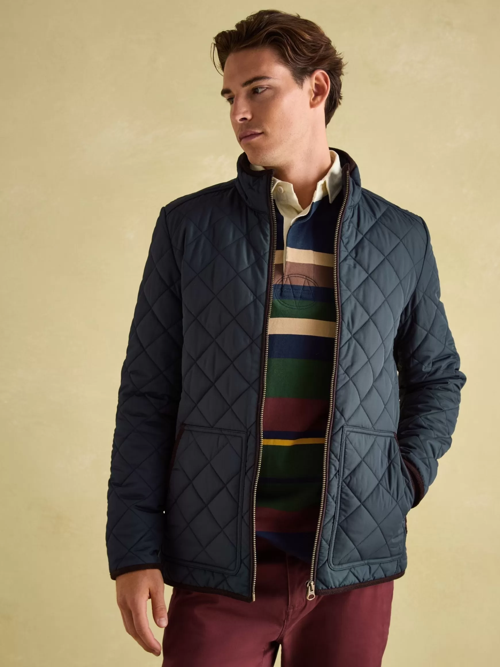 Maynard Navy Blue Diamond Quilted Jacket^Joules Flash Sale
