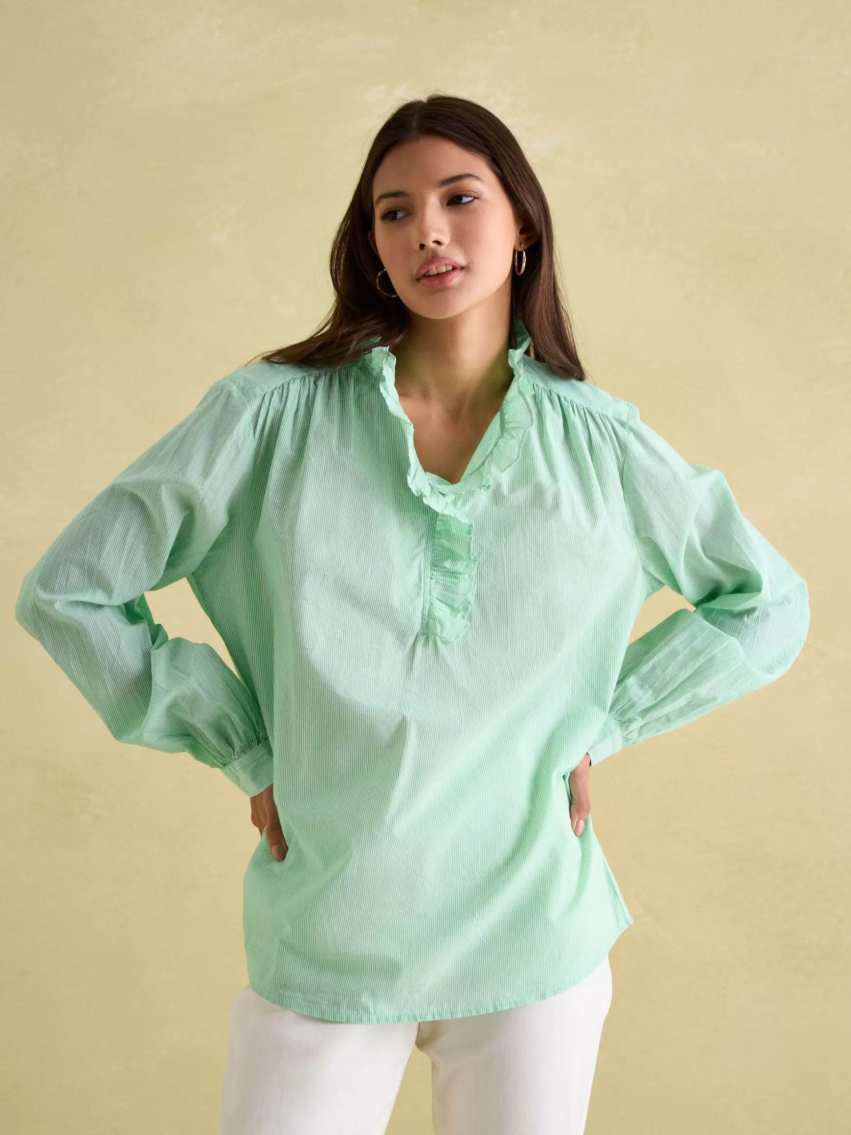 Melanie Cotton Ruffle Blouse^Joules Cheap