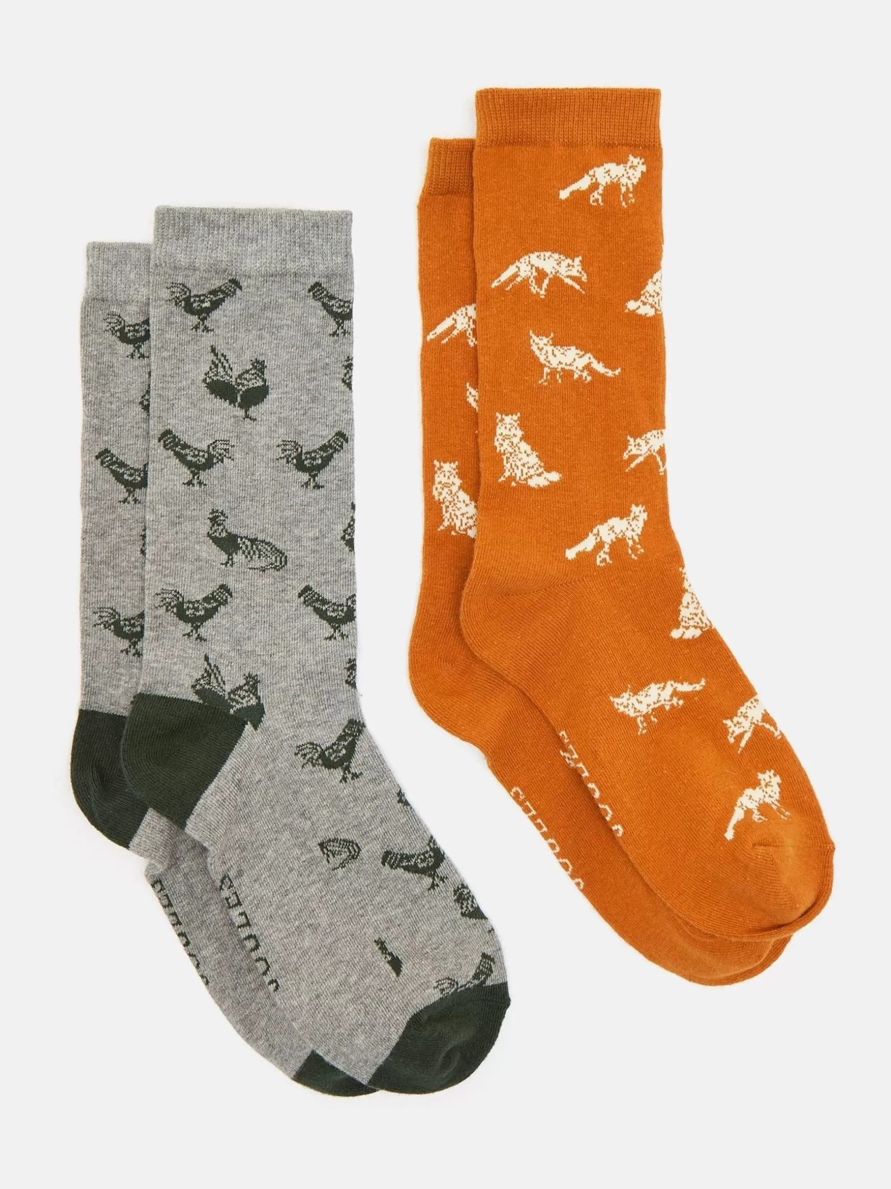 Men's Kingsbury Grey Hen 2 Pack Socks (size 7-12)^Joules New