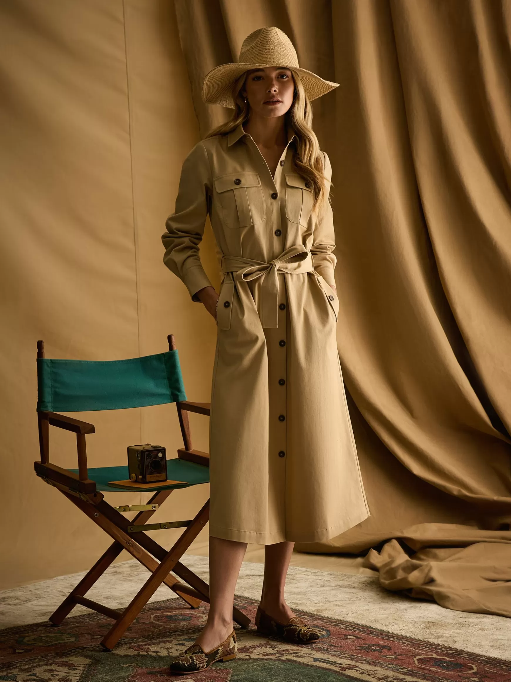 Meredith Tan Brown Midi Shirt Dress^Joules Flash Sale