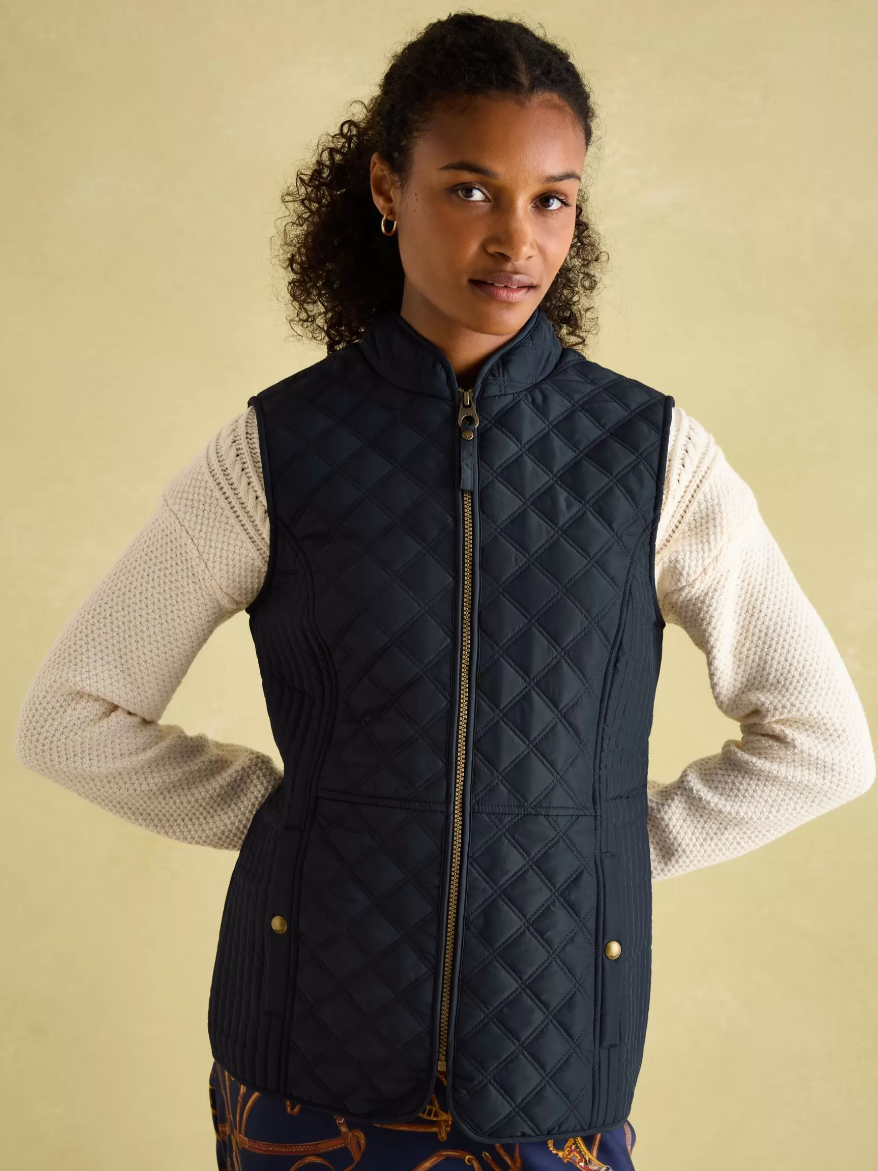 Minx Navy Blue Showerproof Diamond Quilted Gilet^Joules Cheap