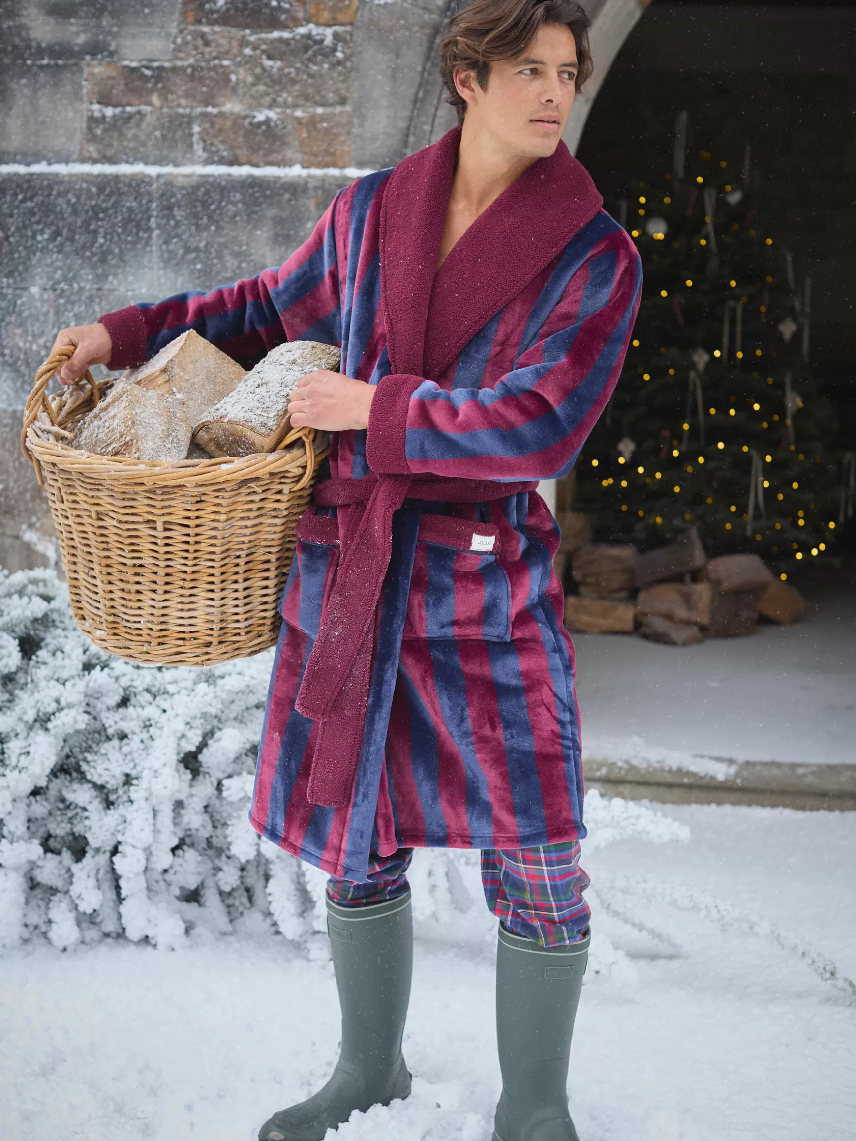 Montague Fleece Lined Dressing Gown^Joules Shop
