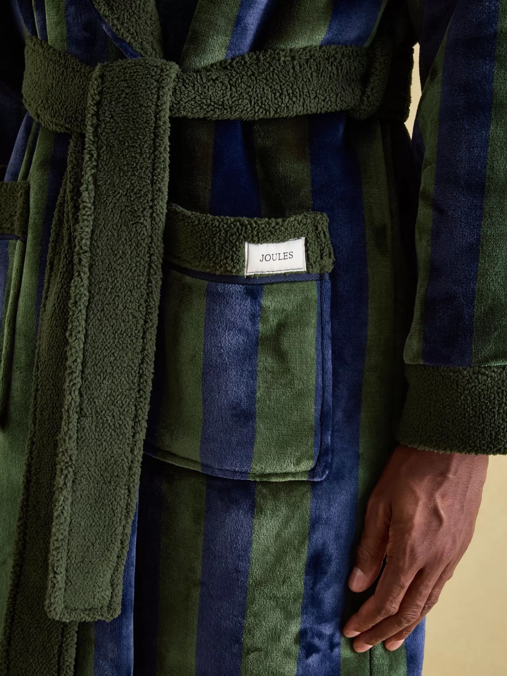 Montague Green & Navy Stripe Fleece Lined Dressing Gown^Joules Cheap