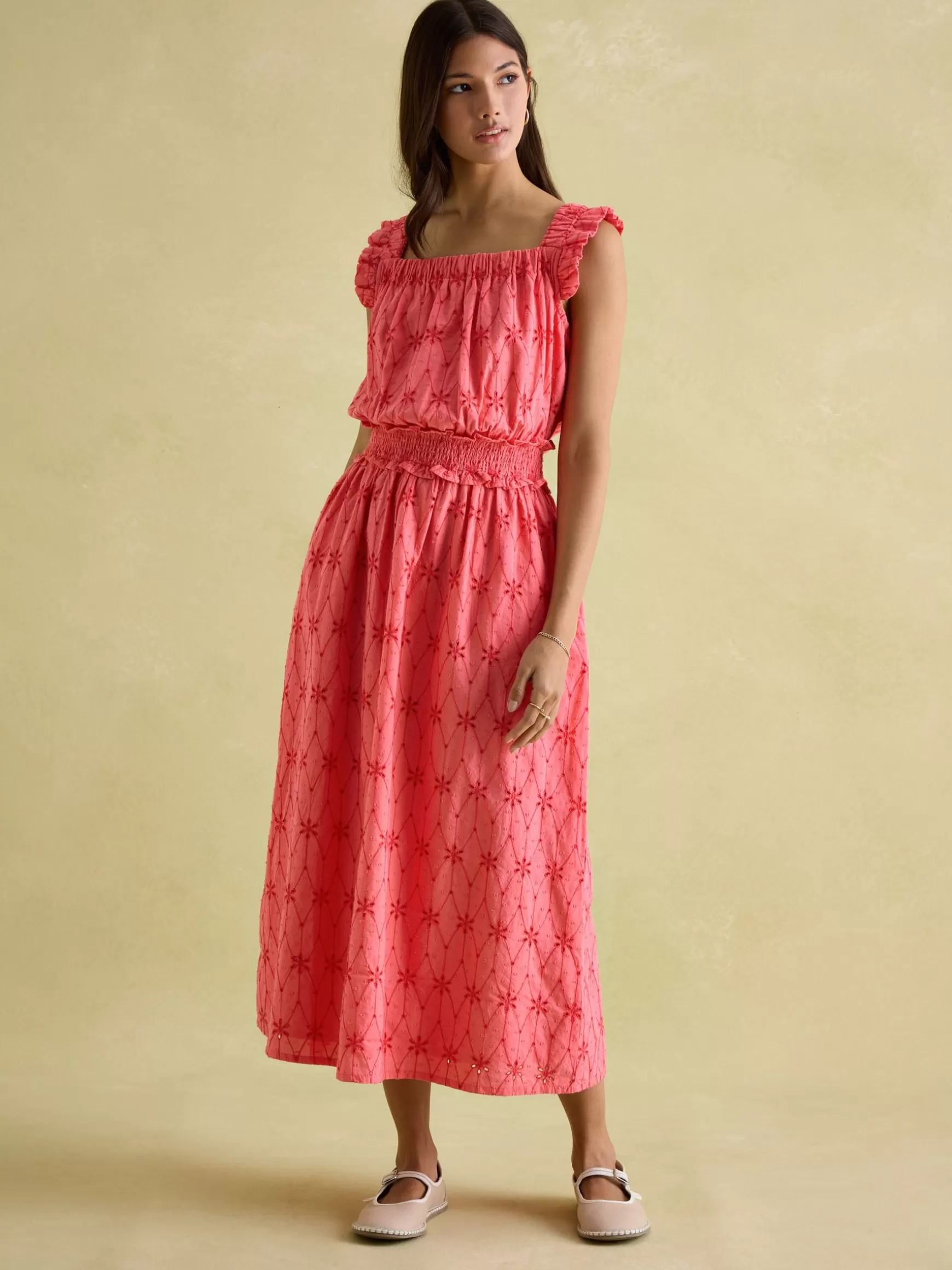 Nadia Coral Pink Broderie Sun Dress^Joules Flash Sale