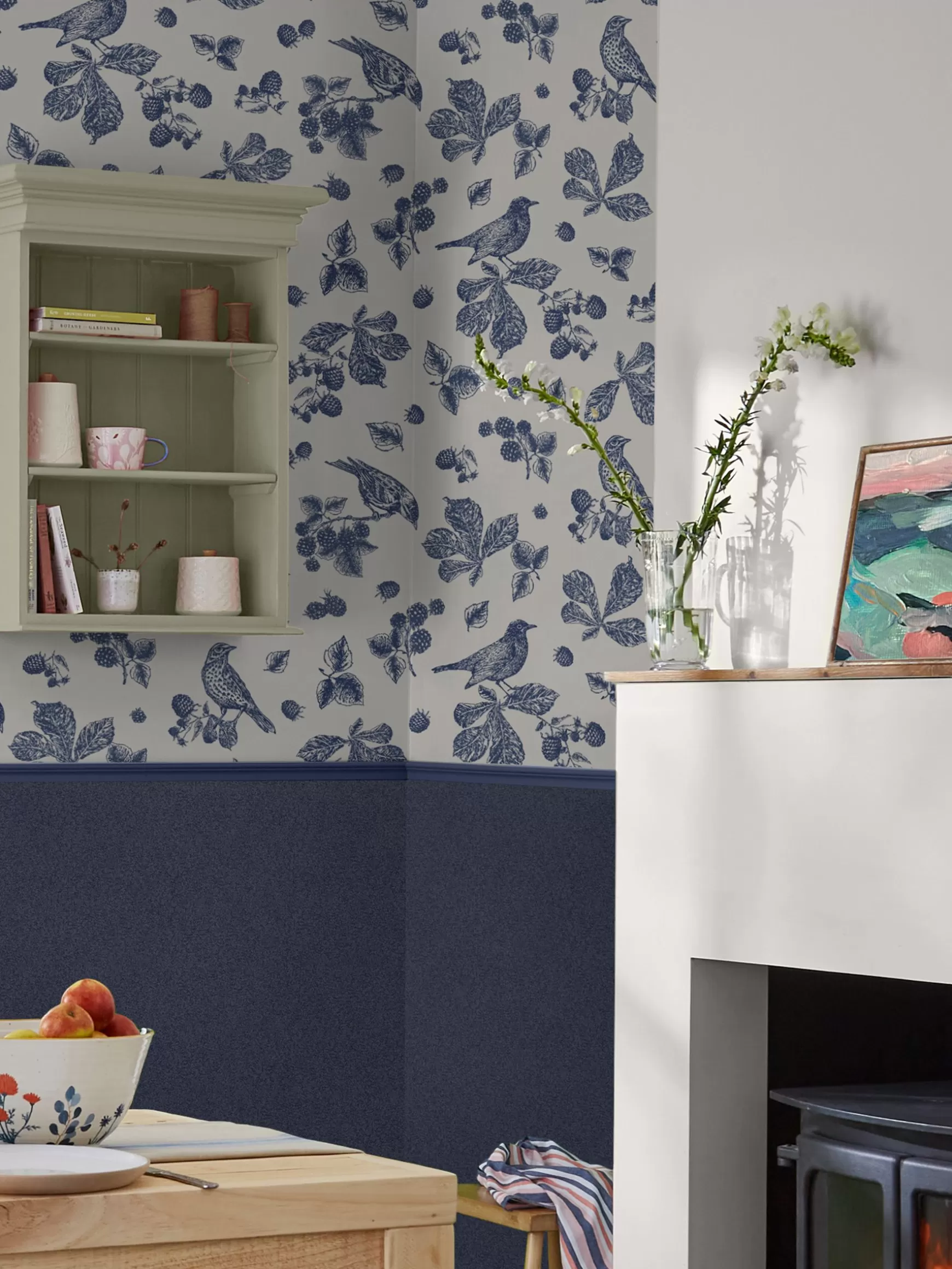 Navy Blue Plain 10M Wallpaper^Joules Fashion
