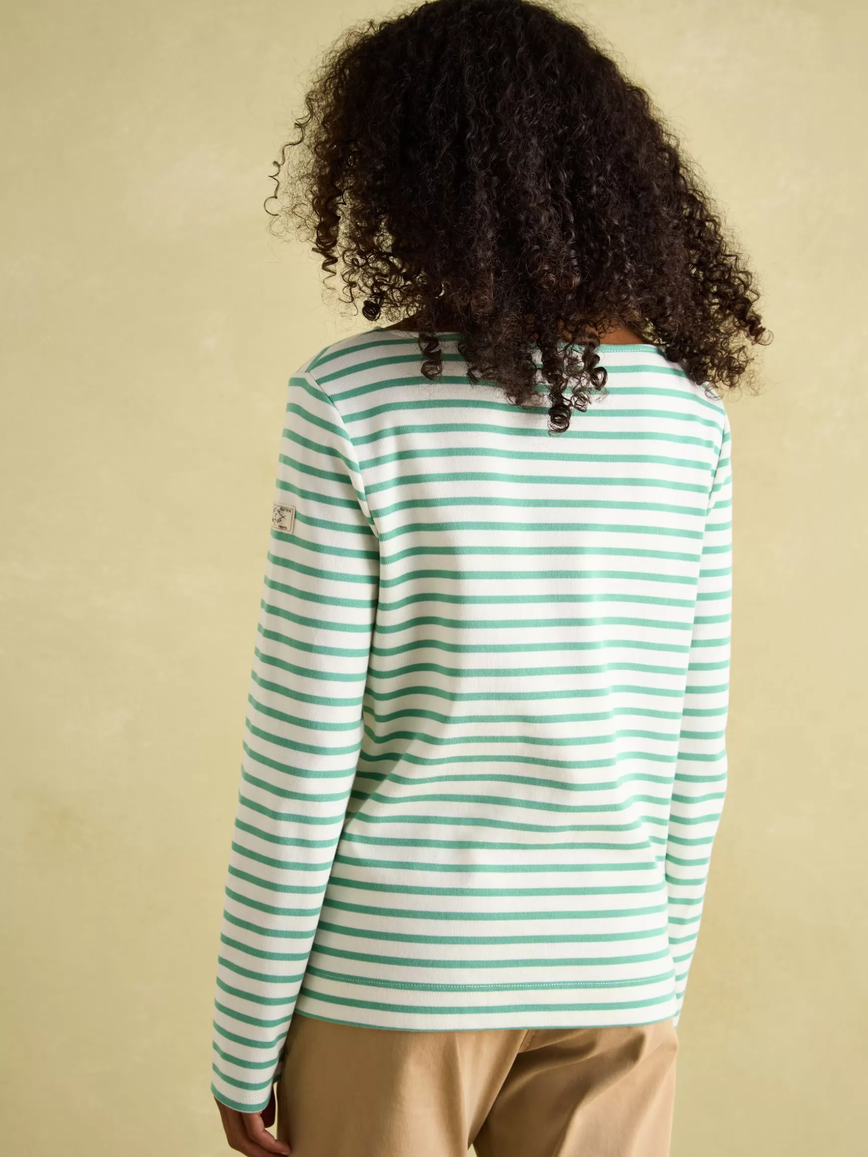 New Harbour Cream & Green Striped Boat Neck Breton Top^Joules Cheap