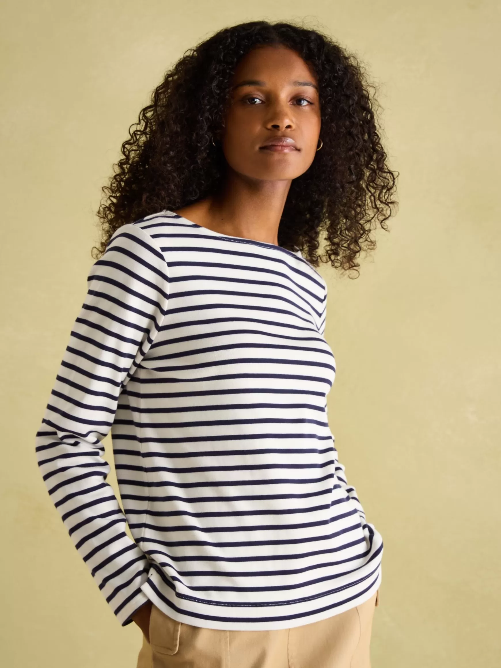 New Harbour Cream & Navy Striped Boat Neck Breton Top^Joules Best