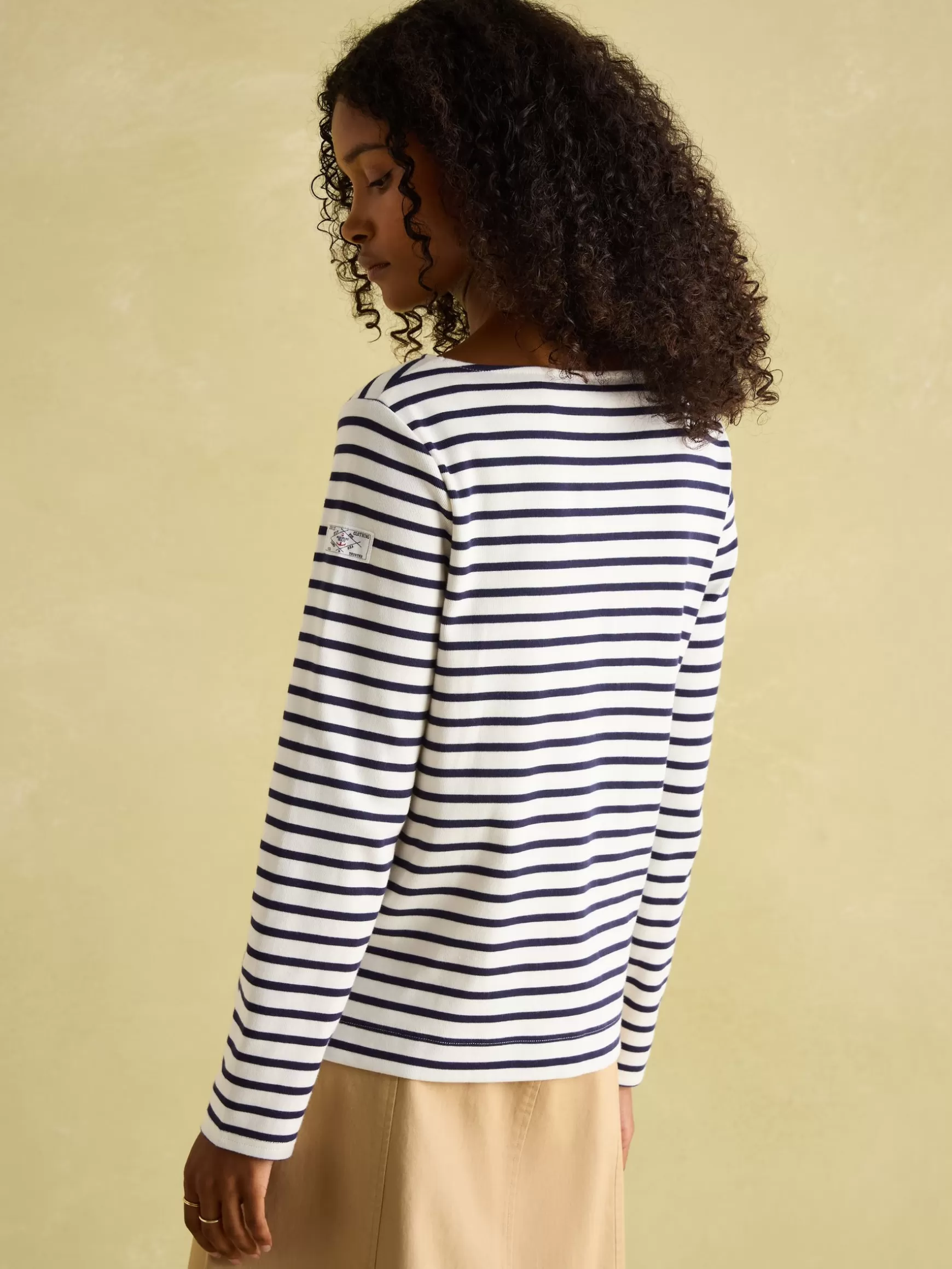 New Harbour Cream & Navy Striped Boat Neck Breton Top^Joules Best