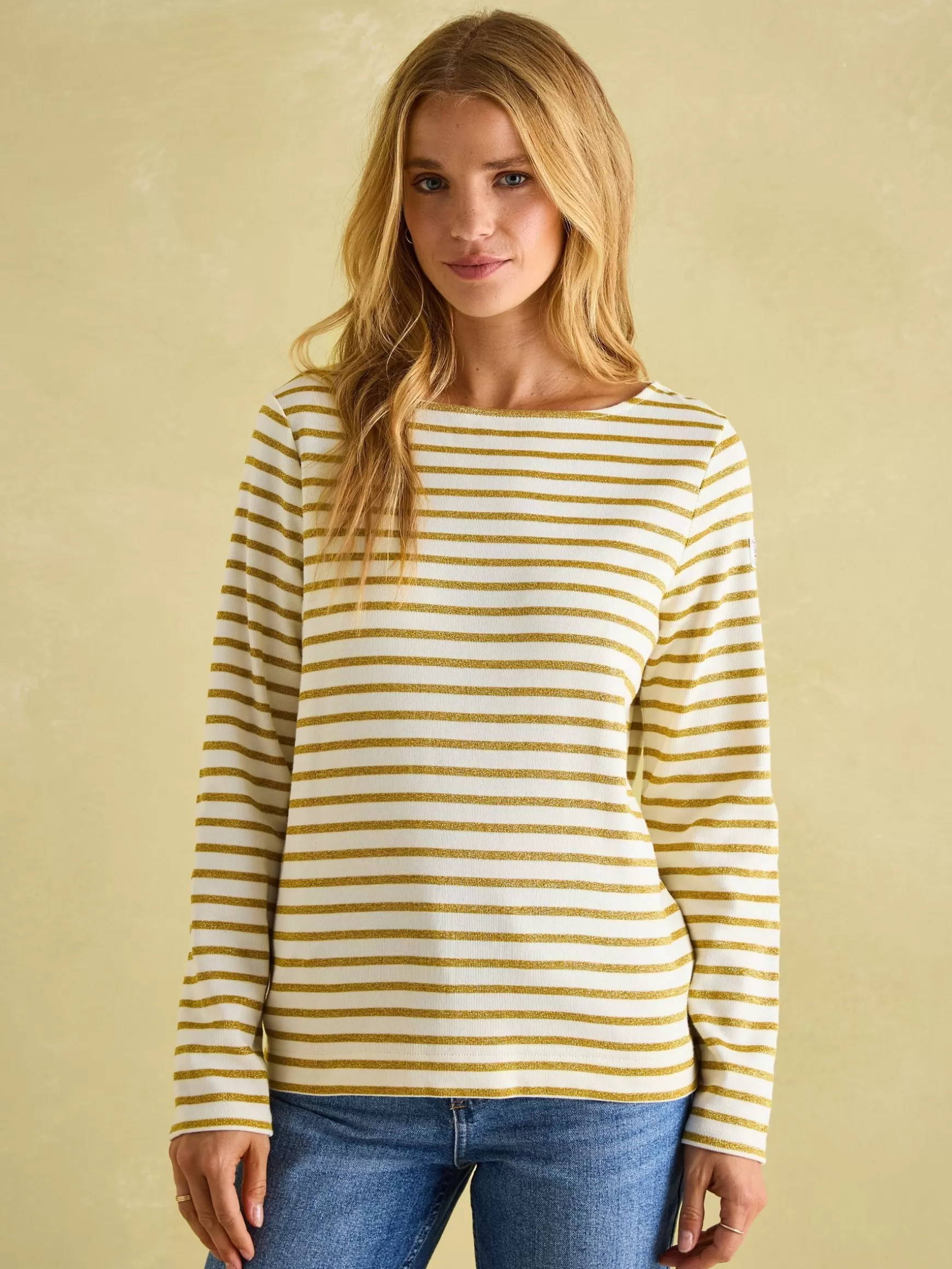 New Harbour Cream Gold Boat Neck Breton Top^Joules Best Sale
