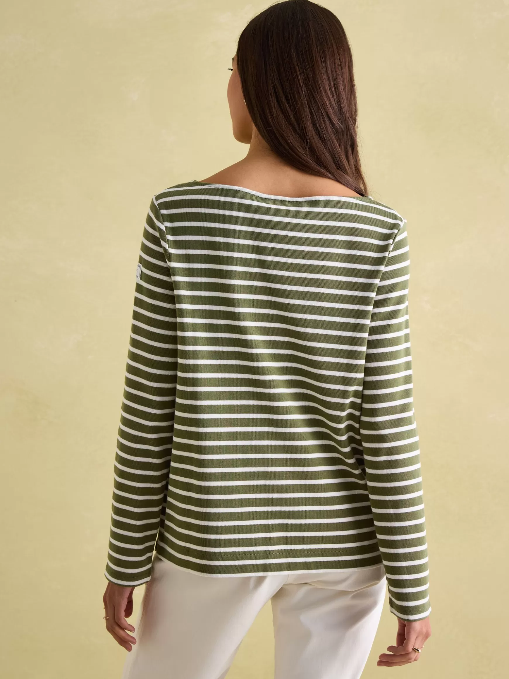 New Harbour Green stripe Boat Neck Breton Top^Joules New