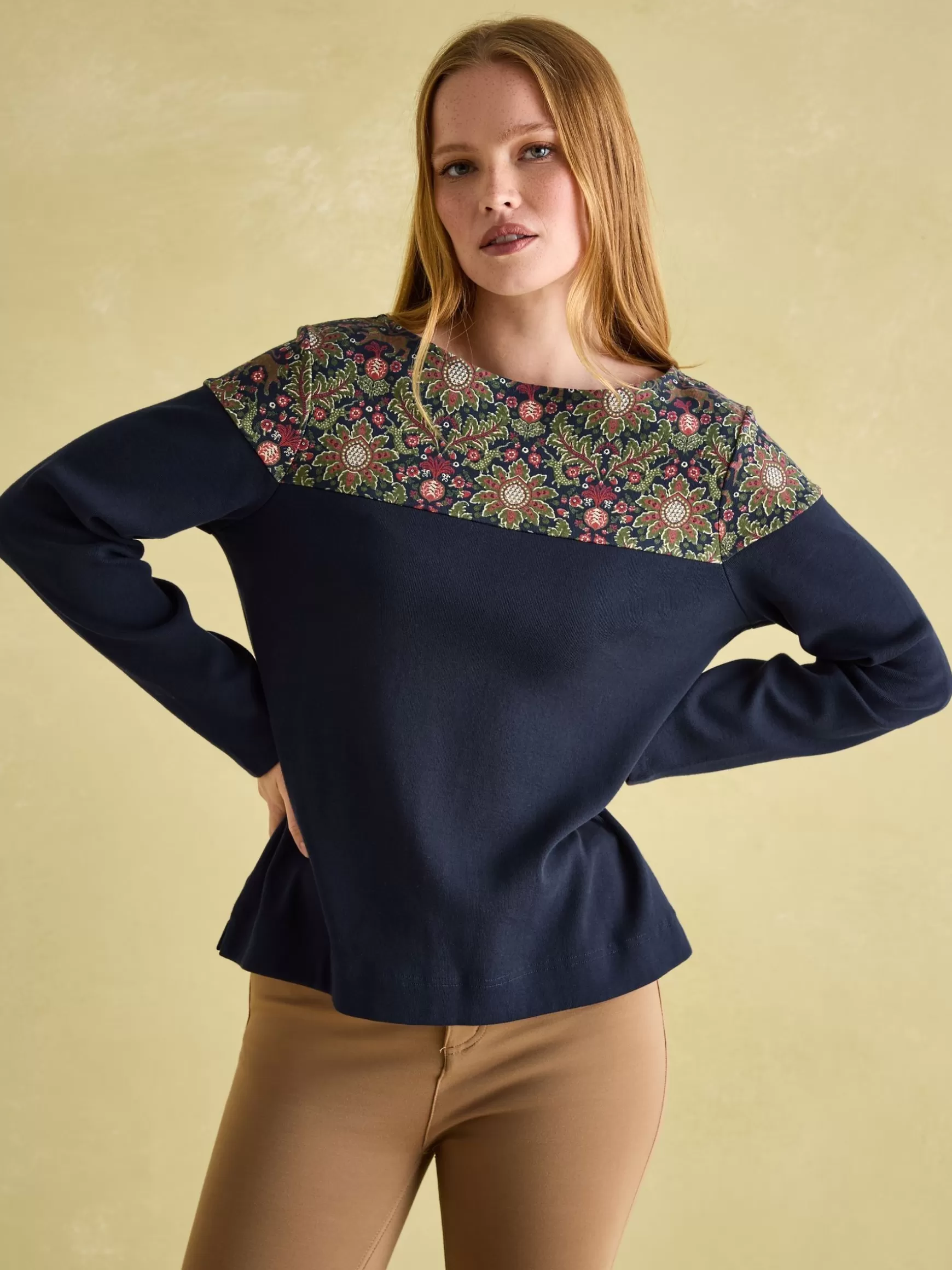New Harbour Navy Damask Boat Neck Breton Top^Joules Sale