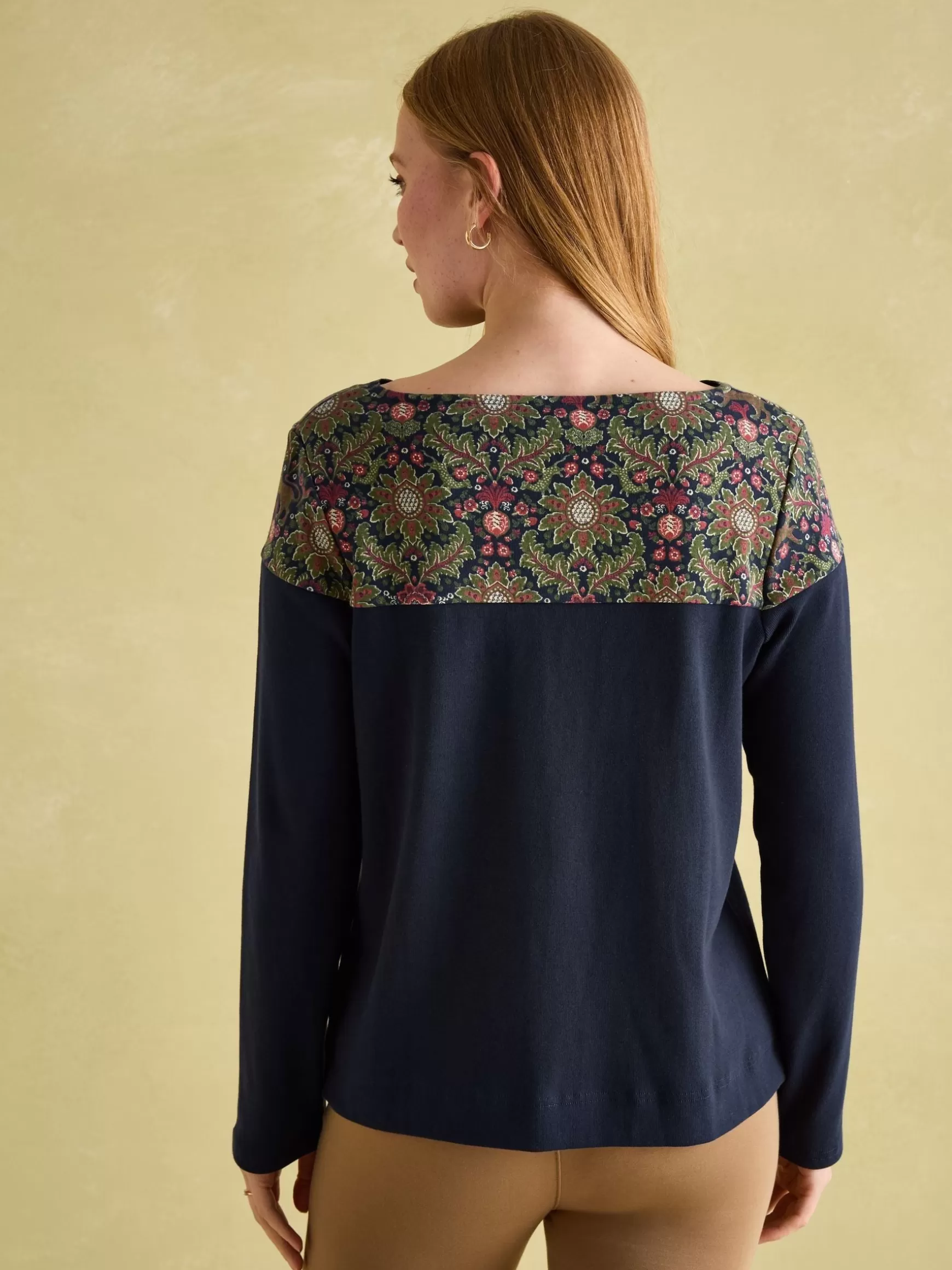 New Harbour Navy Damask Boat Neck Breton Top^Joules Sale