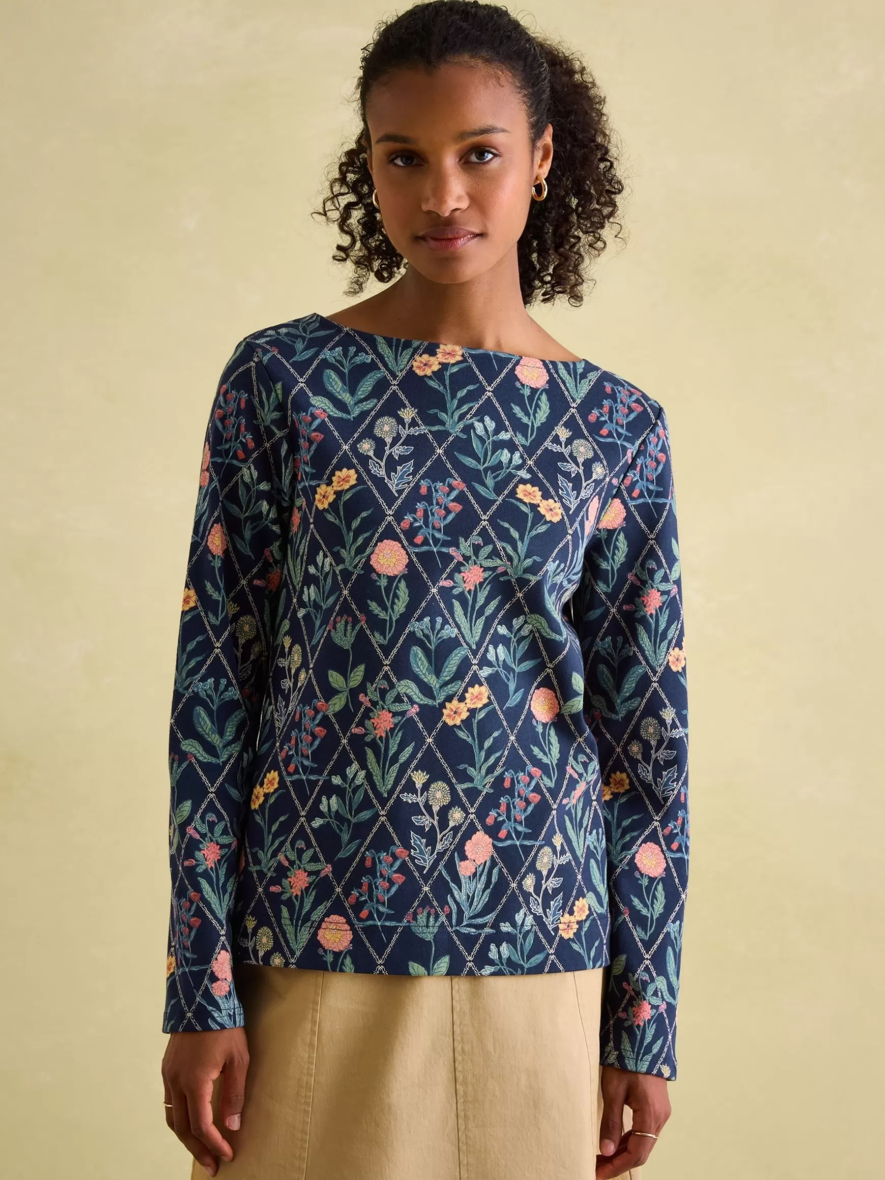 New Harbour Navy floral Boat Neck Breton Top^Joules Shop