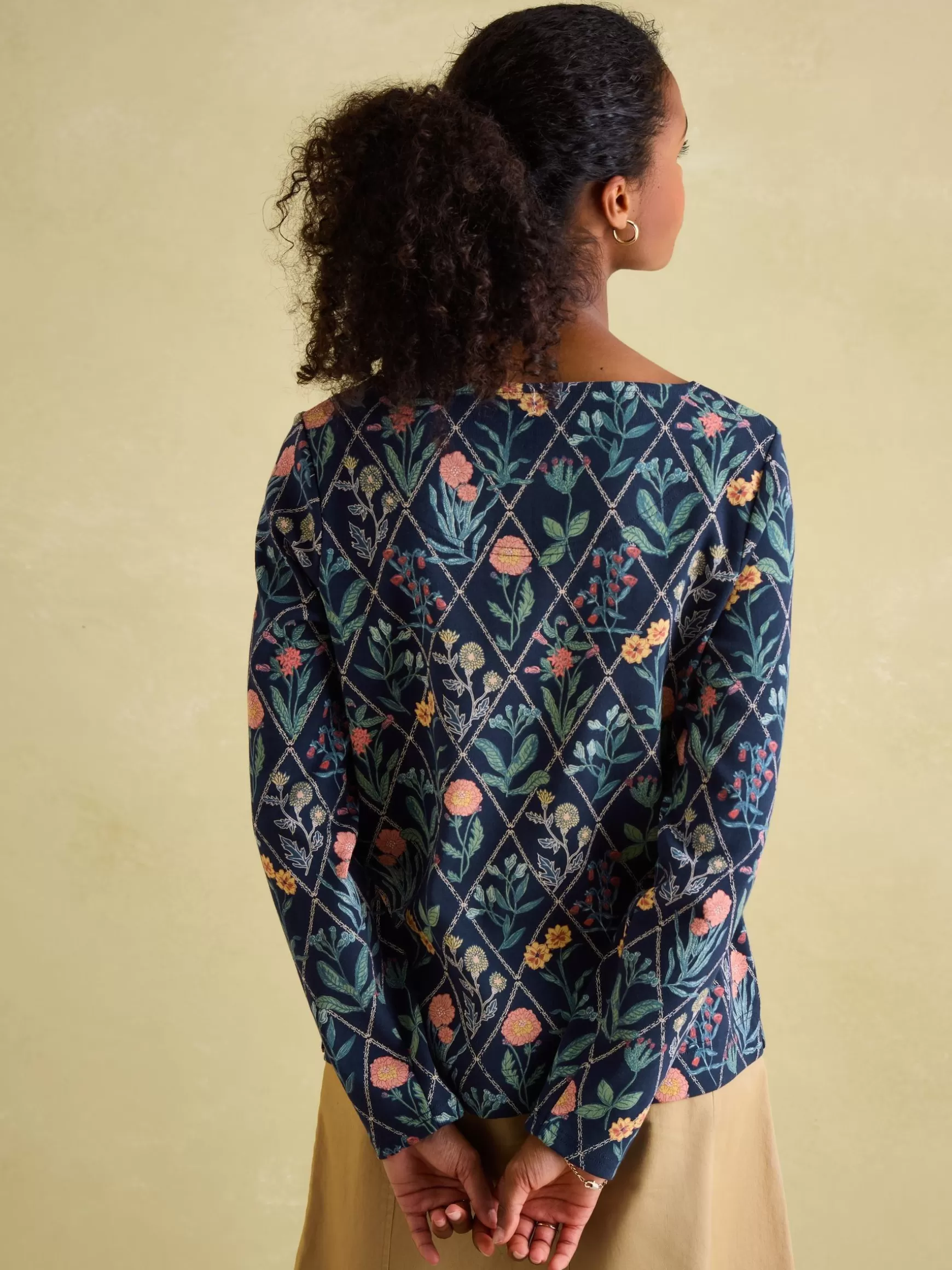 New Harbour Navy floral Boat Neck Breton Top^Joules Shop