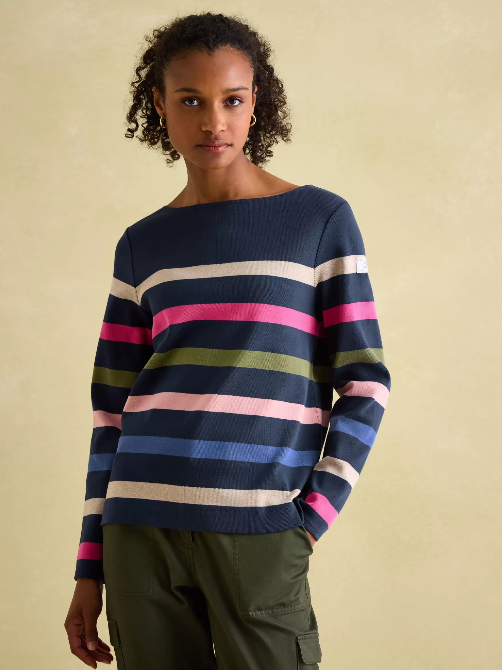 New Harbour Navy multi Boat Neck Breton Top^Joules Outlet