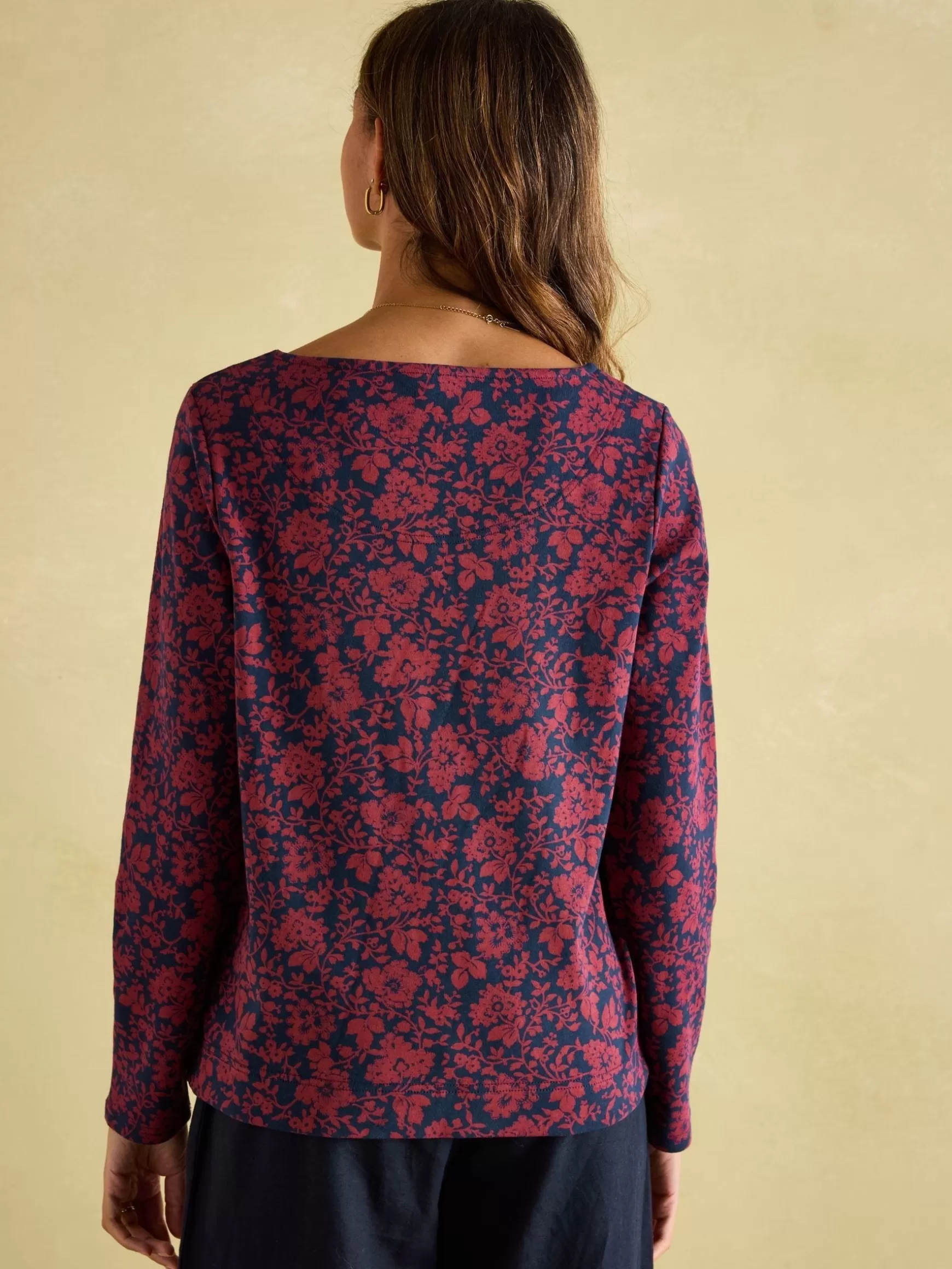 New Harbour Red Floral Boat Neck Breton Top^Joules Hot