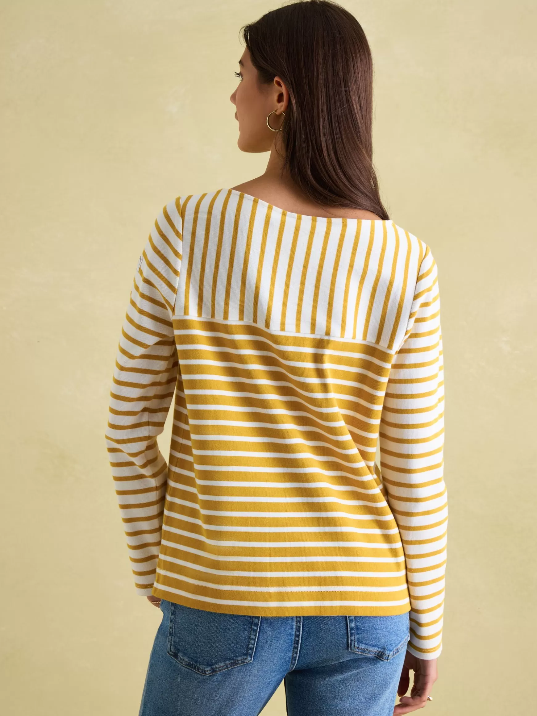 New Harbour Yellow/ Cream Boat Neck Breton Top^Joules Discount