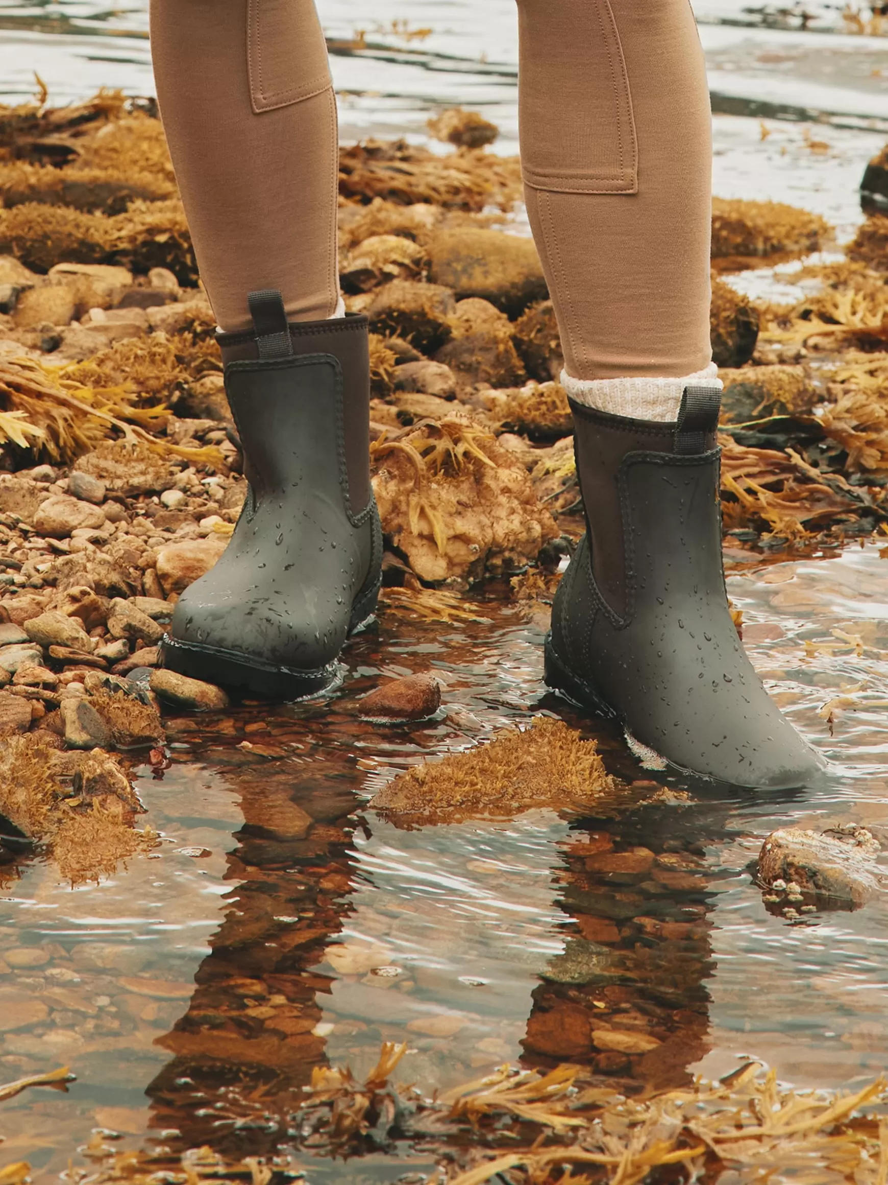 Oakfield Chocolate Brown Short Neoprene-Lined Wellies^Joules Best Sale