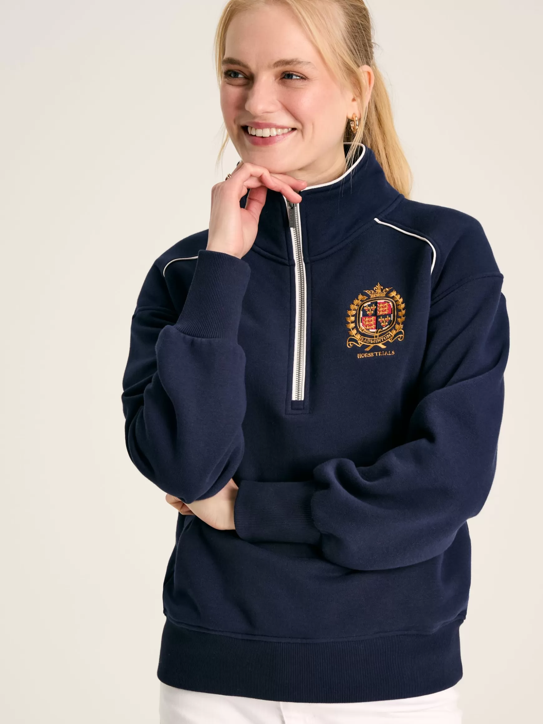 Official Badminton Navy Blue Unisex Quarter Zip Sweatshirt^Joules Store