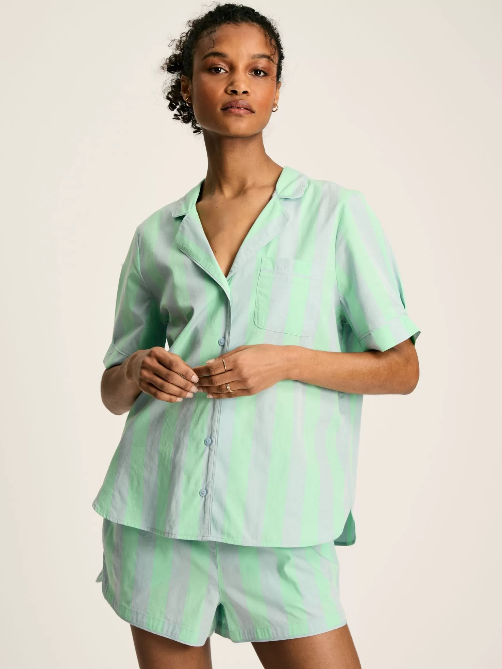 Olivia Blue & Green Striped Pyjama Set^Joules Cheap