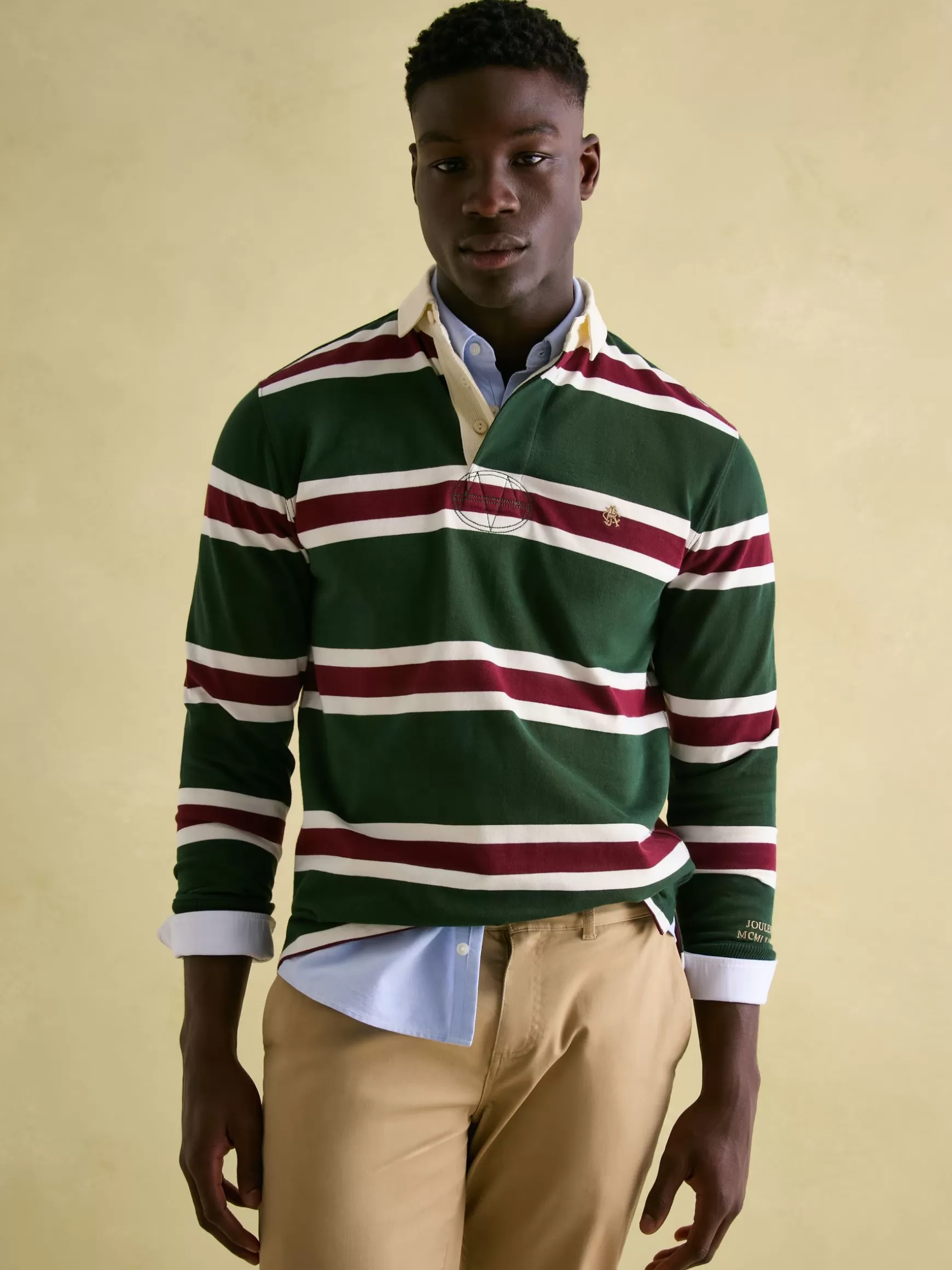 Onside Green & Red Striped Rugby Shirt^Joules Flash Sale