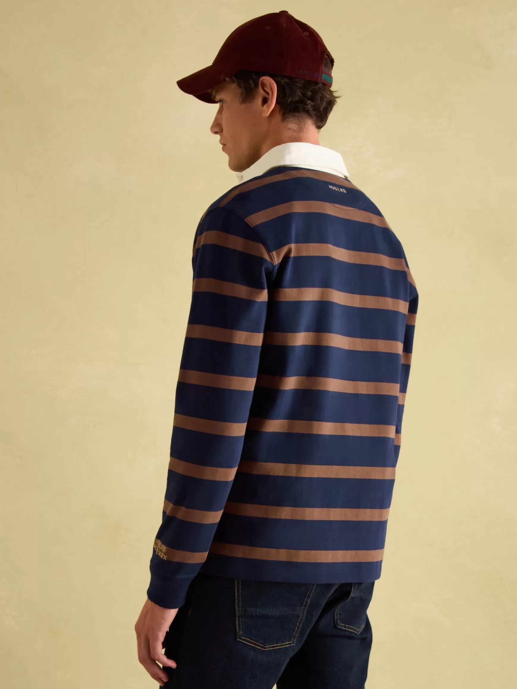 Onside Navy & Brown Striped Rugby Shirt^Joules Best