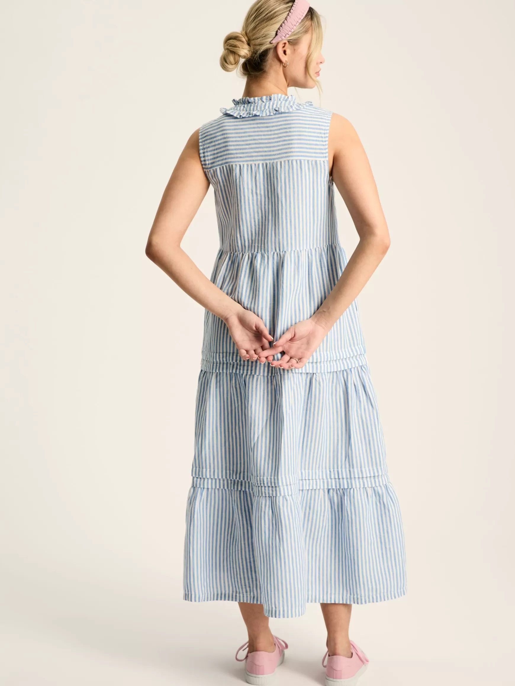 Ophelia Blue & White Sleeveless Tiered Dress^Joules Discount