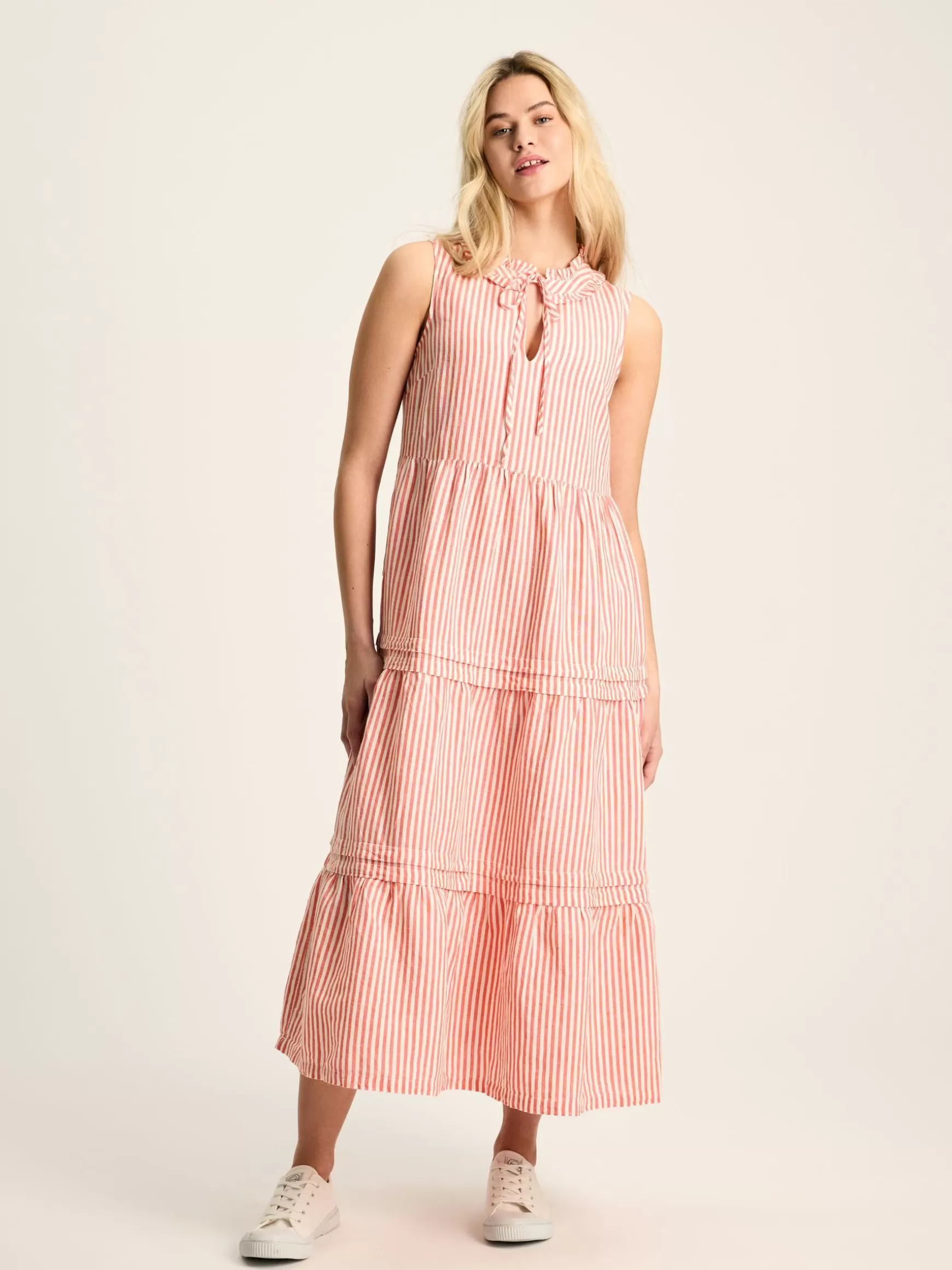Ophelia Red & White Sleeveless Tiered Dress^Joules Best
