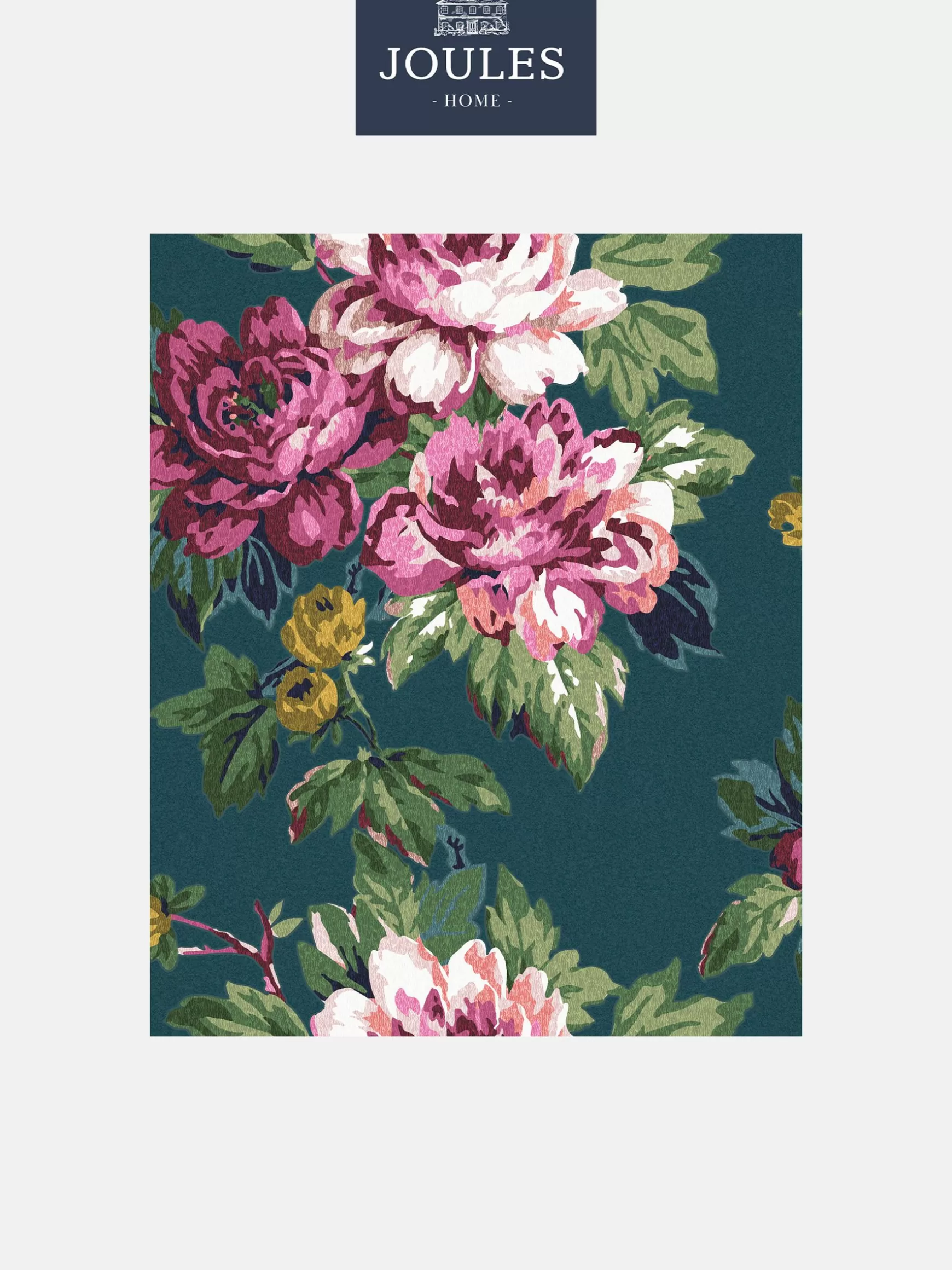 Peacock Blue Invite Floral 10M Wallpaper^Joules Store